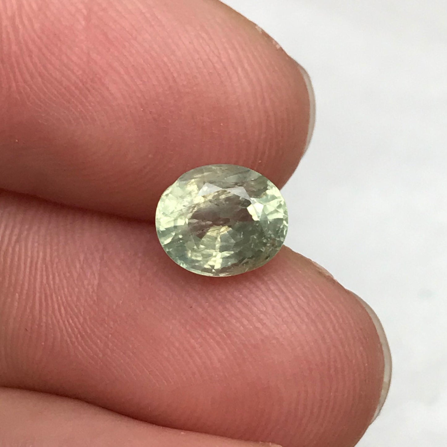 1.79 Carat Green Sapphire 7.25x6.13mm Oval Cut, Unheated Faceted Loose Natural Sapphire, Madagascar
