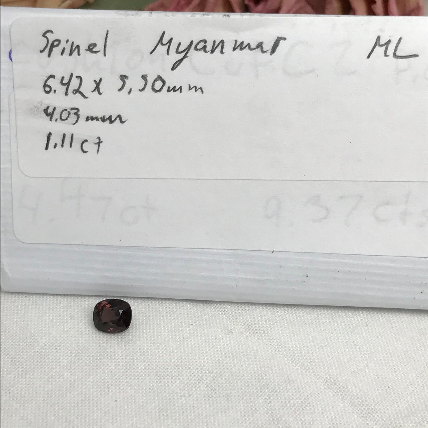 1.11 Carat Spinel 6.4x5.5mm Cushion Cut, Faceted Loose Natural Spinel