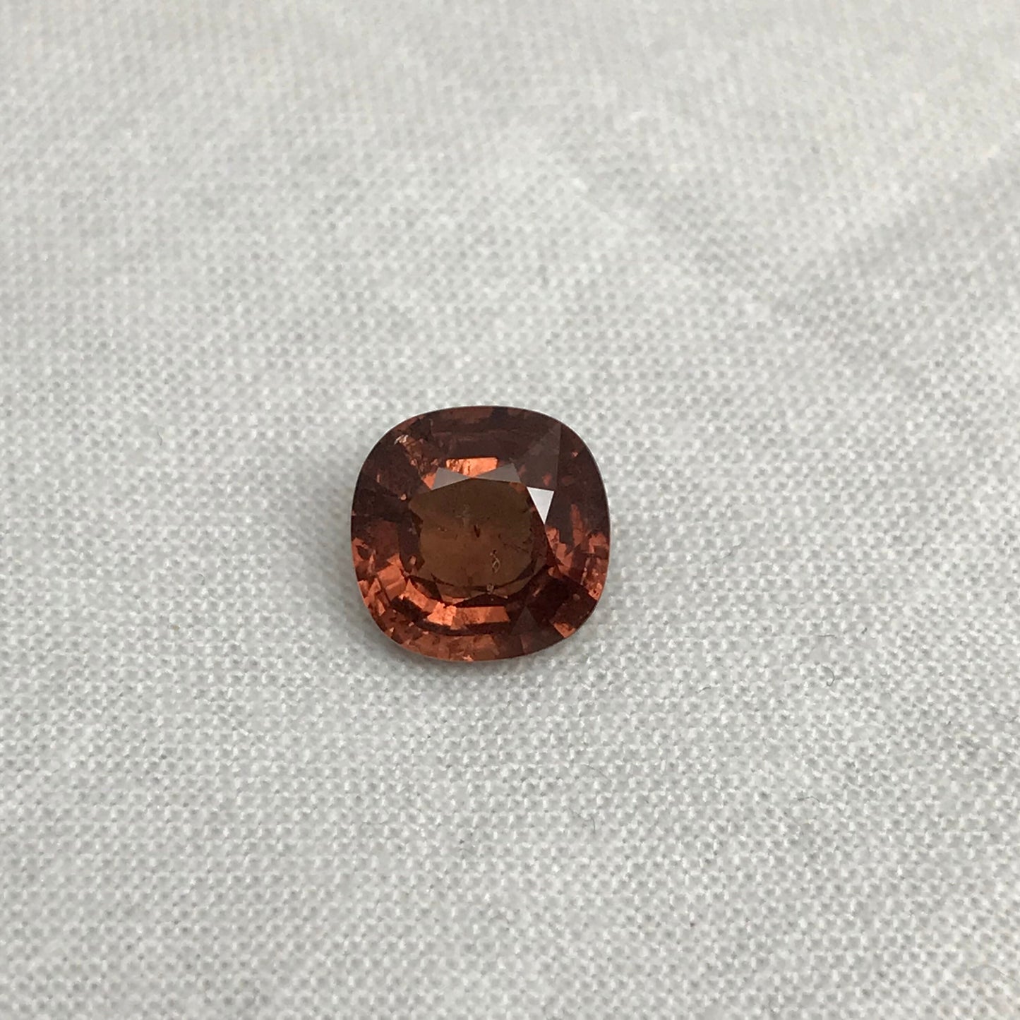 3.54 Carat Malaia Garnet 8.72x8.56mm Cushion Cut, Faceted Loose Unmounted Gemstone, Reddish Orange
