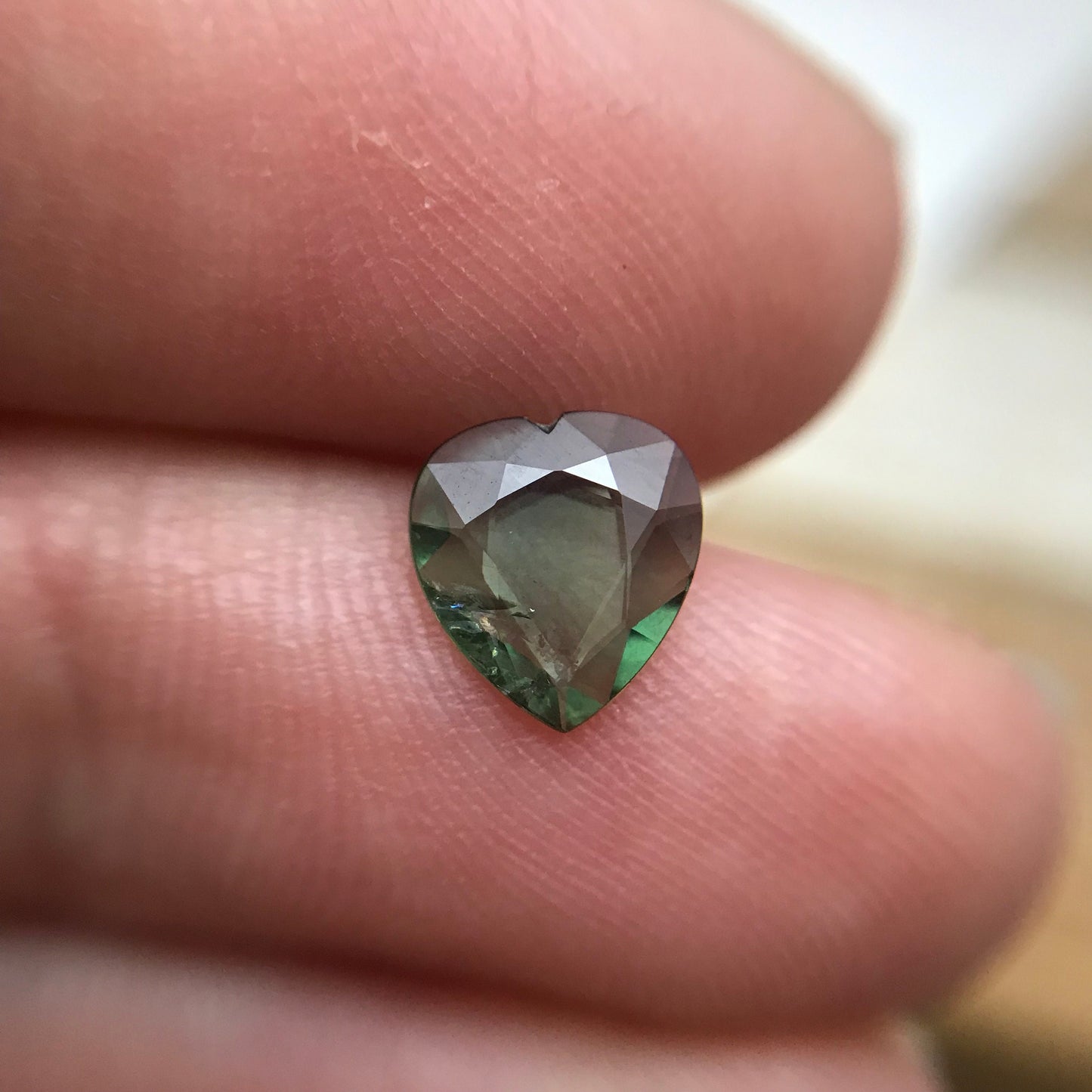 1 Ct Natural Green Sapphire 7.7x7mm, Heart Tab Cut Gem, Faceted Loose Gemstone, Heated Sapphire