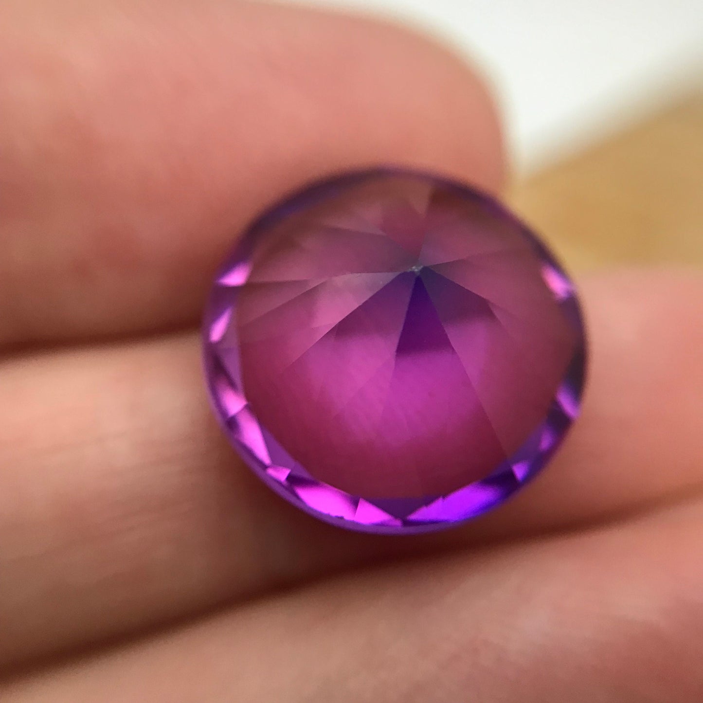 15.93 Ct Lab Created Purple Sapphire 15.5mm  Round Brilliant Cut, Lab Bi-Color Gemstone