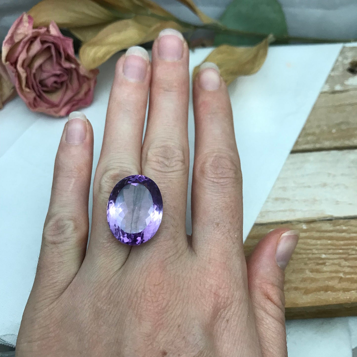 33 Carat Purple Amethyst 22x17.5mm Oval Cut Large Loose Gemstone, Faceted February Birthstone