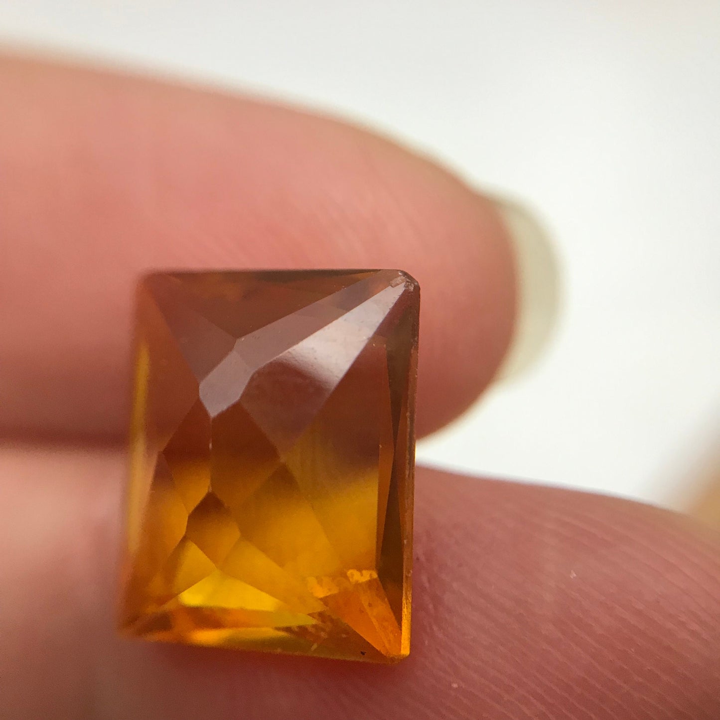 12x10mm Orange Lab Sapphire Rectangle Cut 7.17 Carat Gem Loose Gemstone, Faceted Recycled Lab Created Yellowish Orange Synthetic Corundum