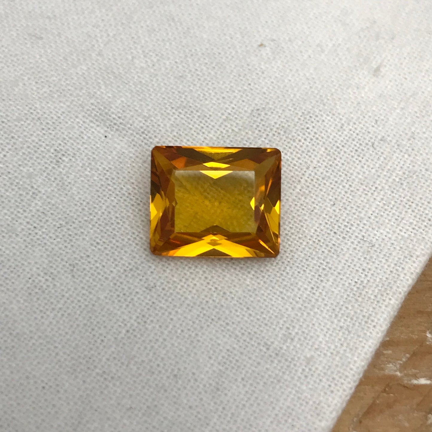 12x10mm Orange Lab Sapphire Rectangle Cut 7.17 Carat Gem Loose Gemstone, Faceted Recycled Lab Created Yellowish Orange Synthetic Corundum
