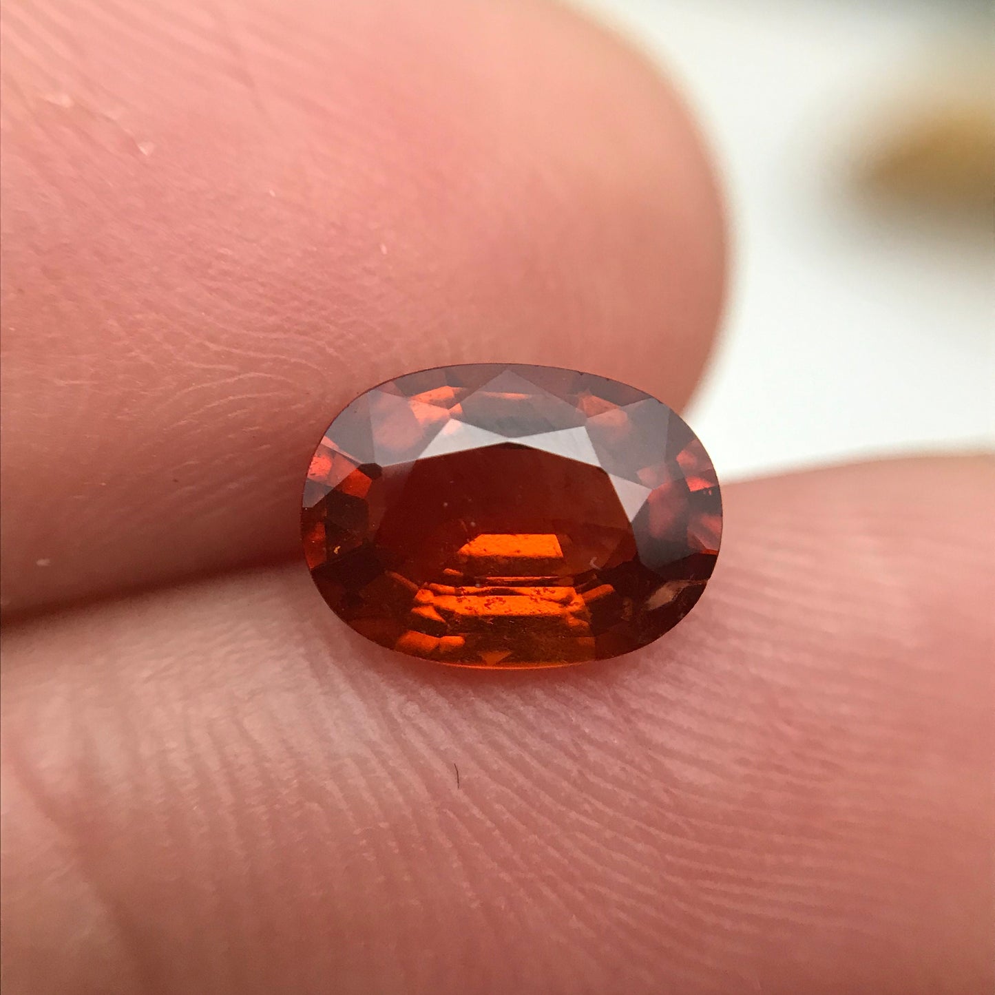 1.72 carat Natural Orange Spessartite Garnet, 8.5x6mm Red Orange Red Faceted Garnet