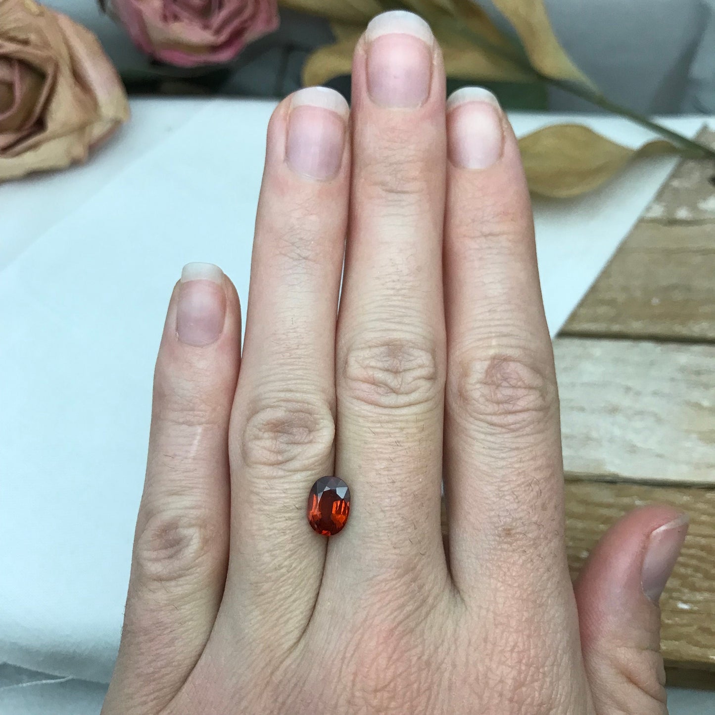 1.72 carat Natural Orange Spessartite Garnet, 8.5x6mm Red Orange Red Faceted Garnet