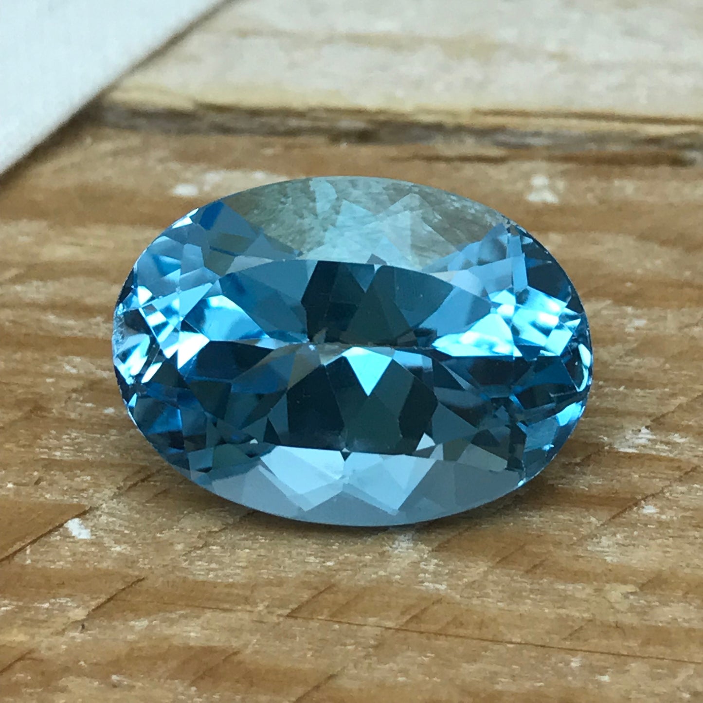 18 carat Blue Topaz -Chipped, 18x13mm Oval Worn Faceted Discount Gemstone, Reclaimed/Recycled Imperfect Gem,