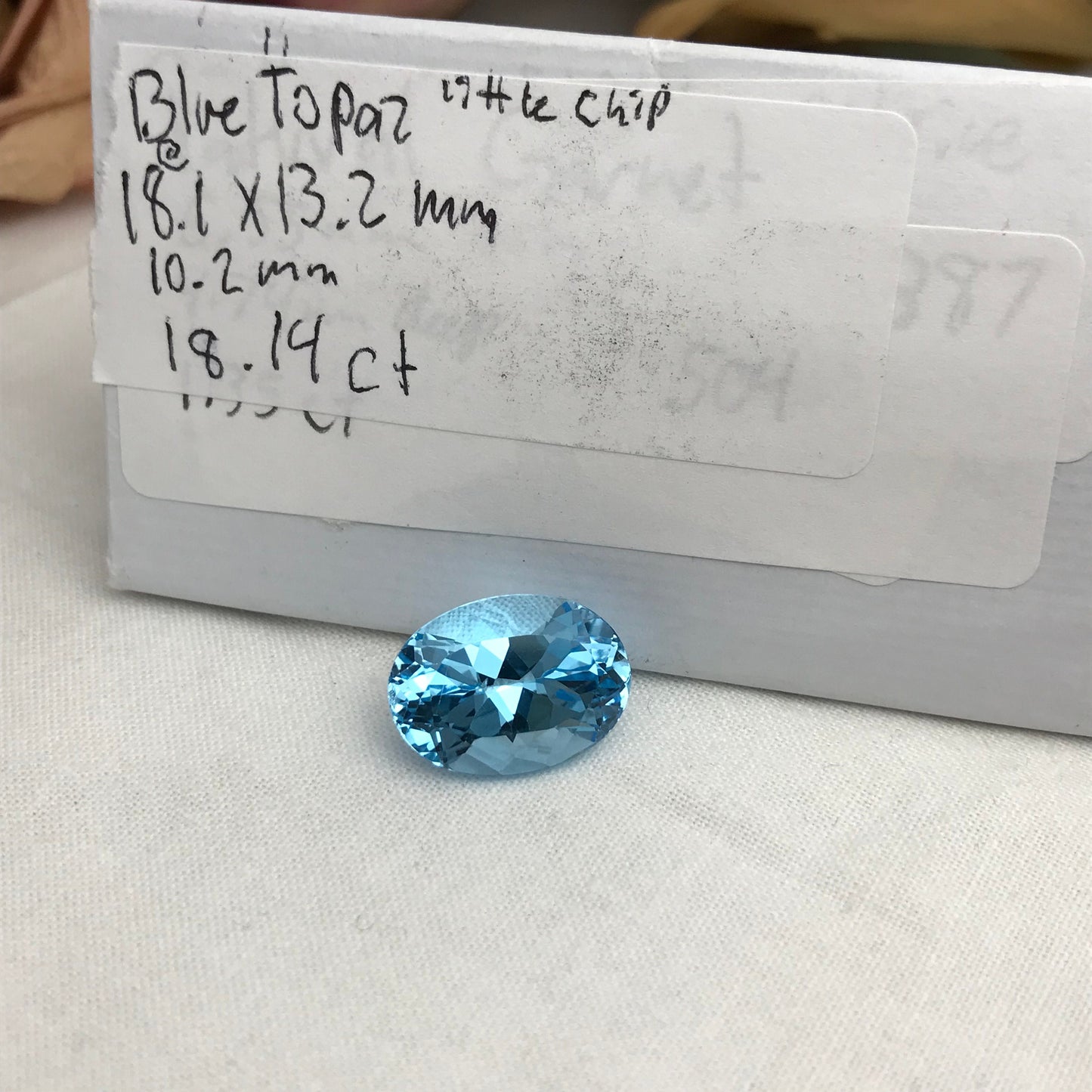 18 carat Blue Topaz -Chipped, 18x13mm Oval Worn Faceted Discount Gemstone, Reclaimed/Recycled Imperfect Gem,