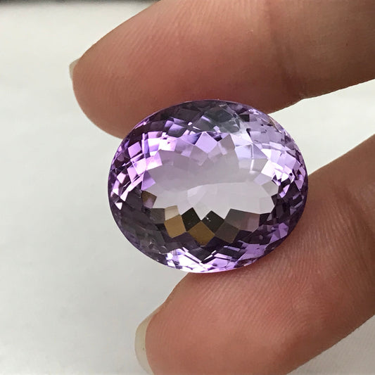 26.87 Carat Purple Amethyst 20x17.5mm Oval Cut Large Loose Gemstone, Faceted February Birthstone