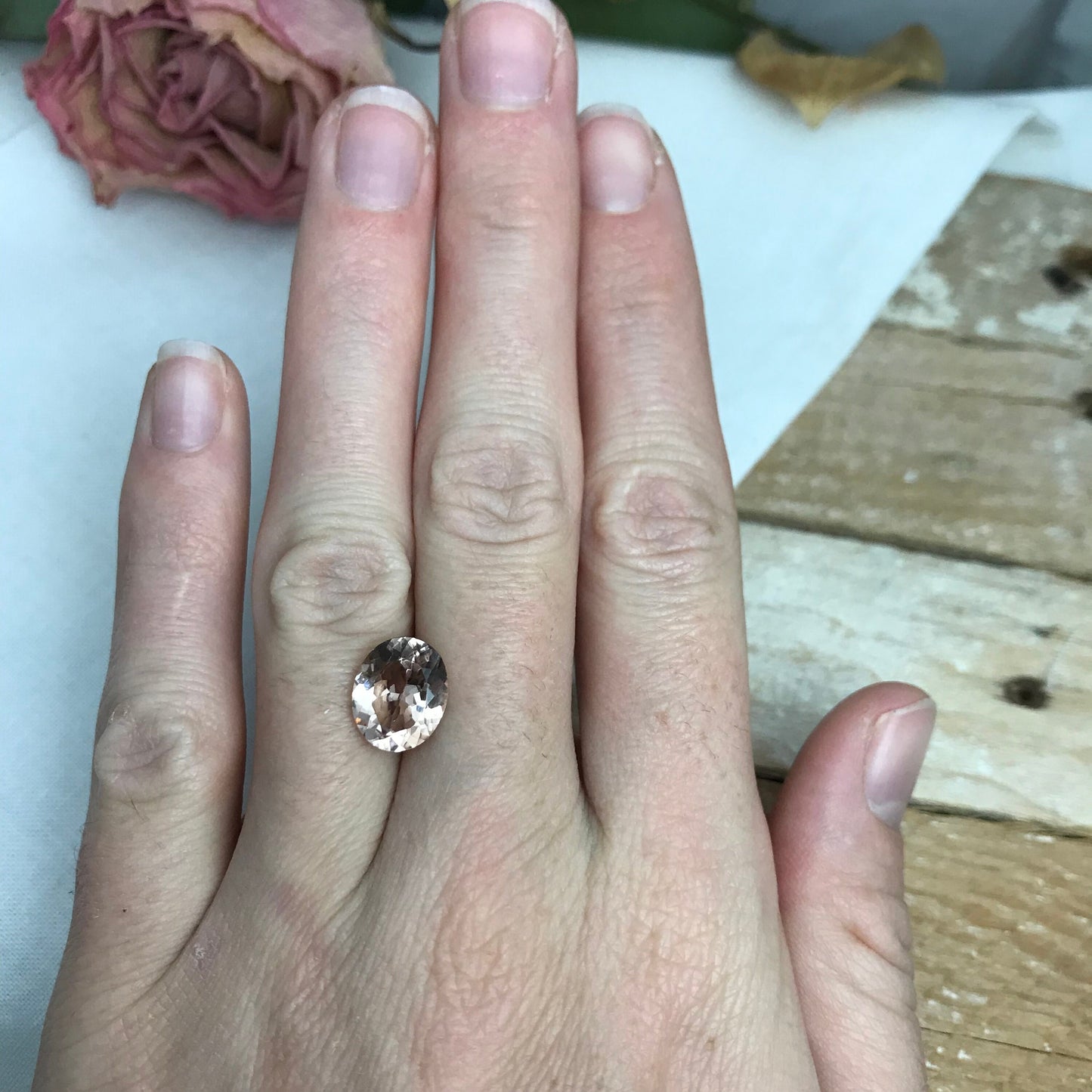 11x9mm Peach Morganite 3.22 Carat Oval Cut, Faceted Loose Gemstone