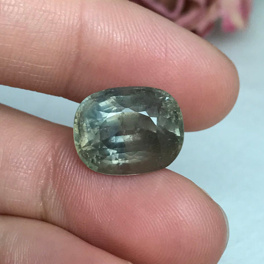 12.91 Carat Color Change Sapphire 14.39x11.56mm Cushion Cut, Green Yellow to Purple, Natural Unheated Faceted Loose Sapphire, Tanzania