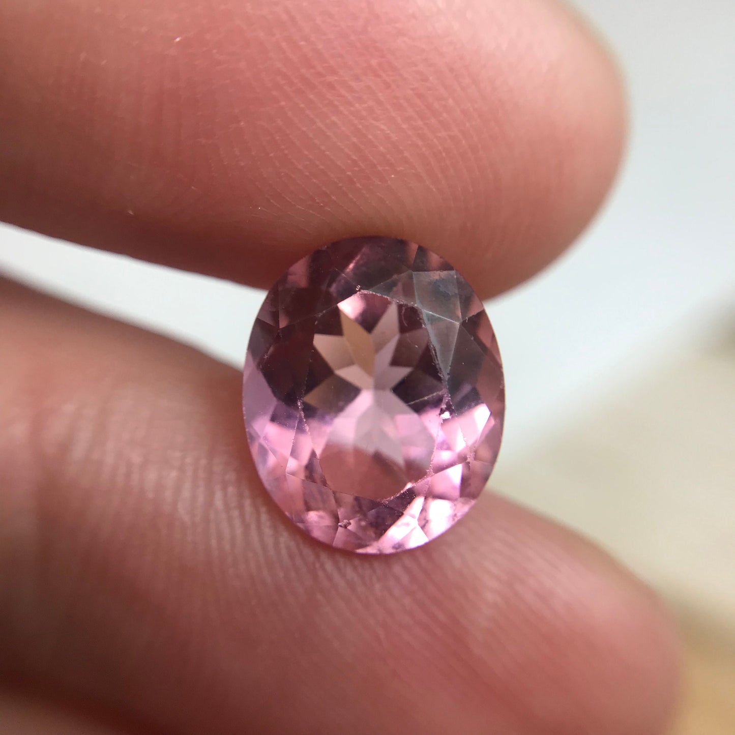 4.22 Carat Natural Pink Tourmaline 11.3x9.4mm Oval Cut, Faceted Loose Gemstone, scratched