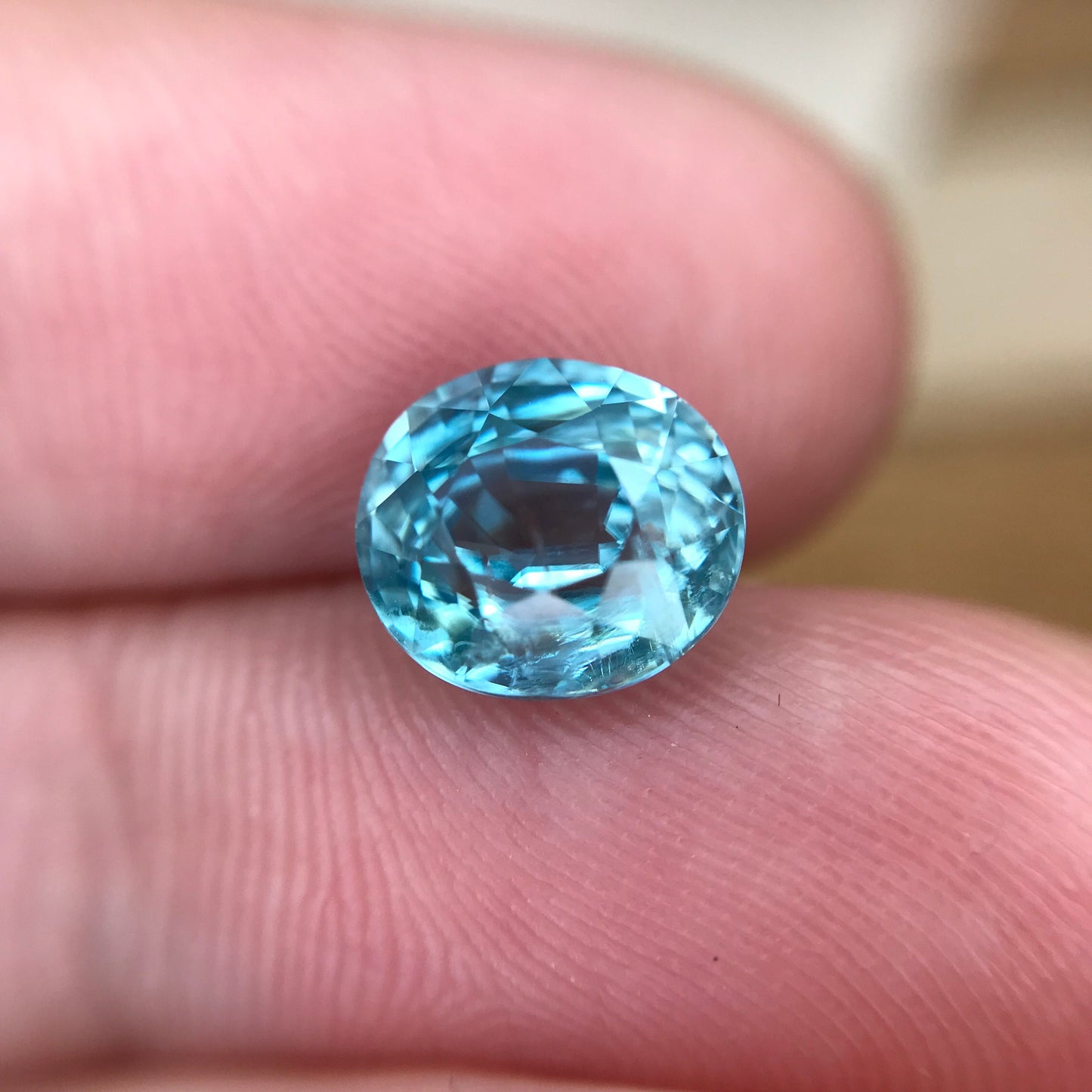 Light Blue Zircon 3.31 carat Oval cut Loose 8.3x7.4mm Included Gemstone For Jewelry Design Greenish Blue Zircon December Birthstone Natural