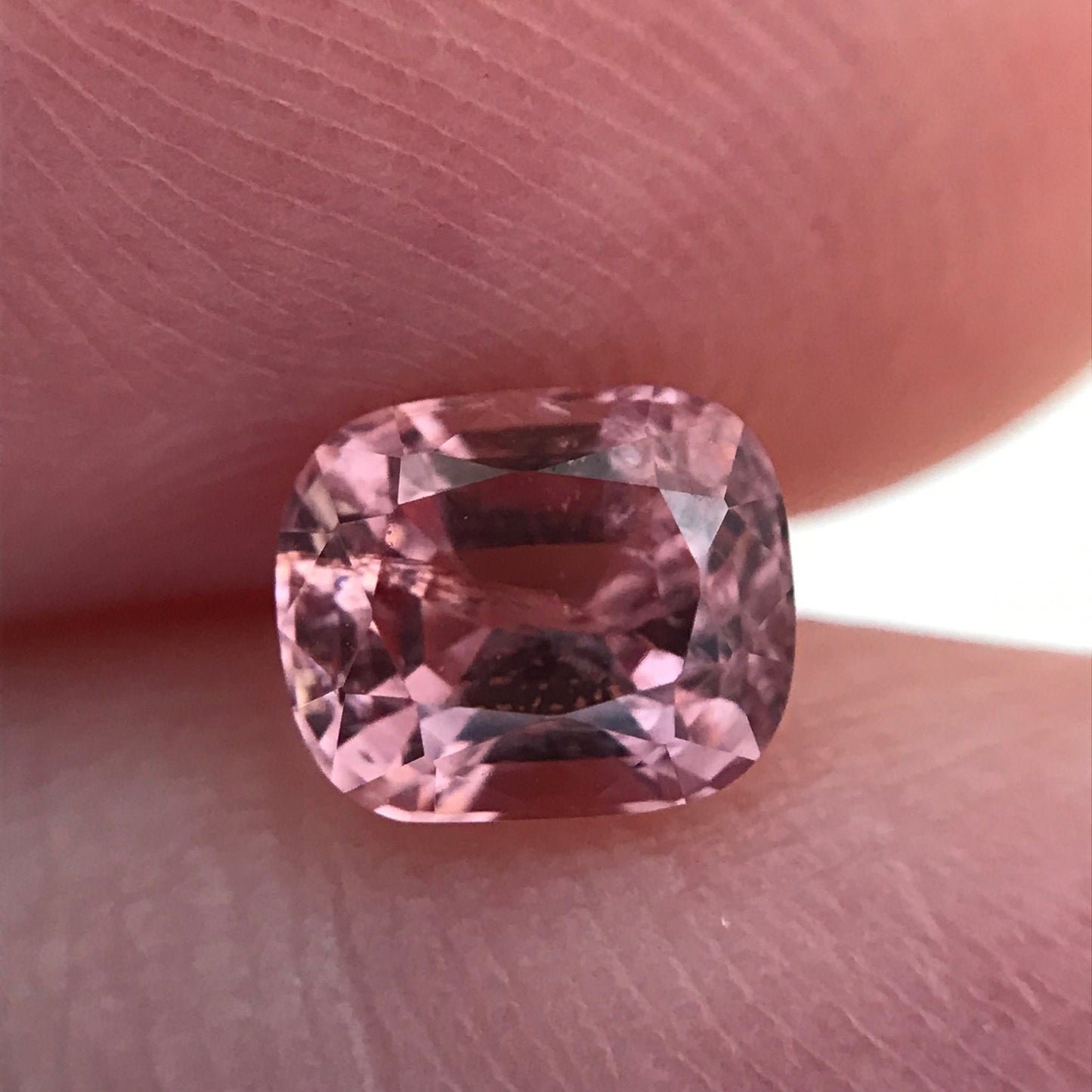 0.89 Ct Natural Peach Cushion Cut, Faceted Loose Gemstone, Orangey Pink Stone