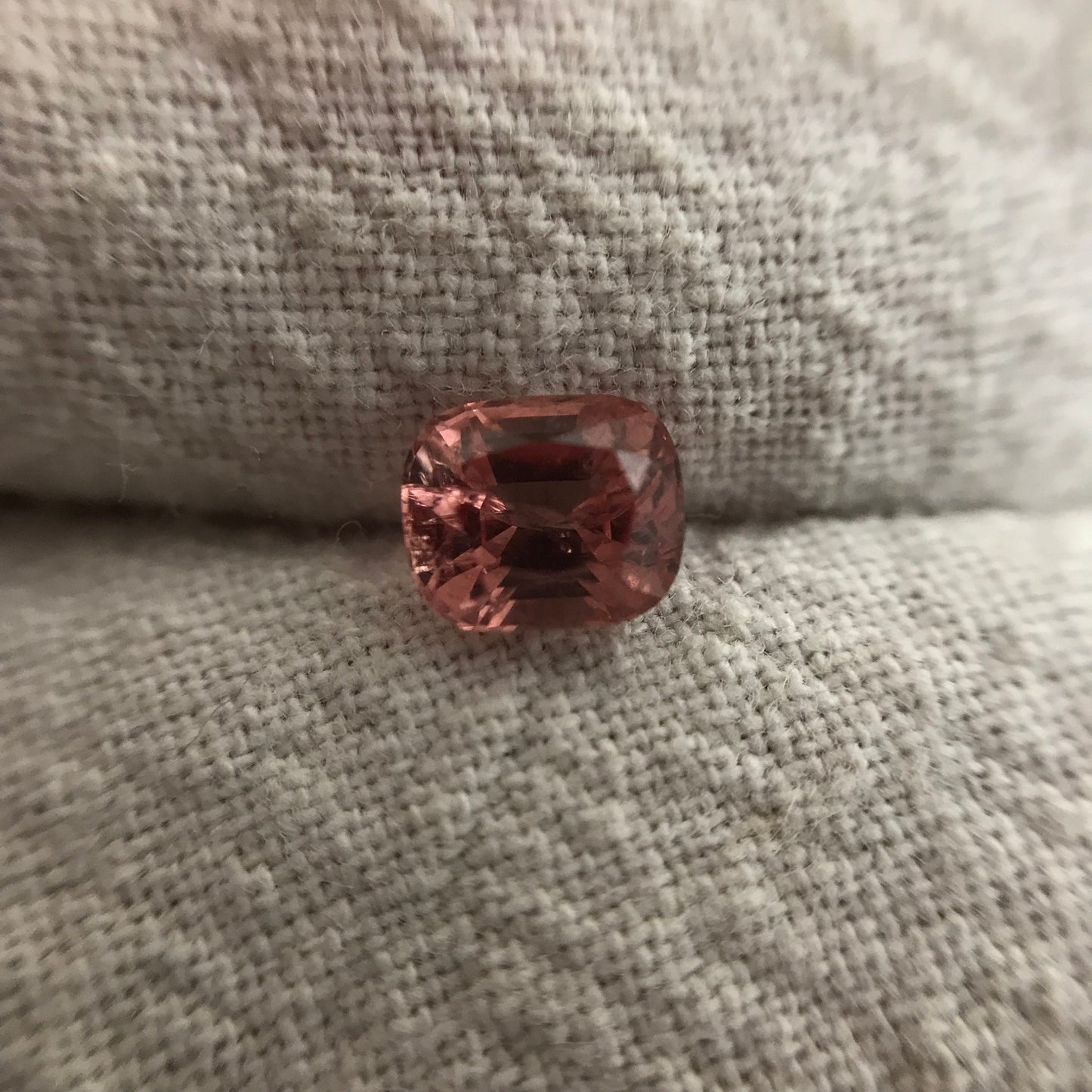 0.89 Ct Natural Peach Cushion Cut, Faceted Loose Gemstone, Orangey Pink Stone