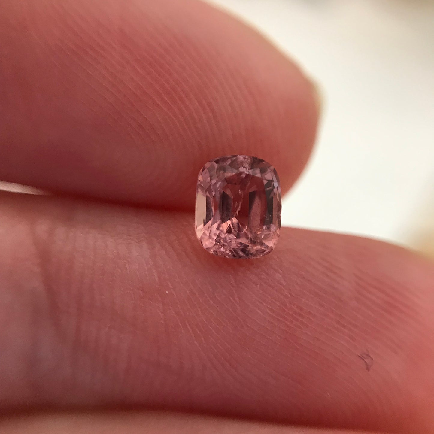 0.89 Ct Natural Peach Cushion Cut, Faceted Loose Gemstone, Orangey Pink Stone