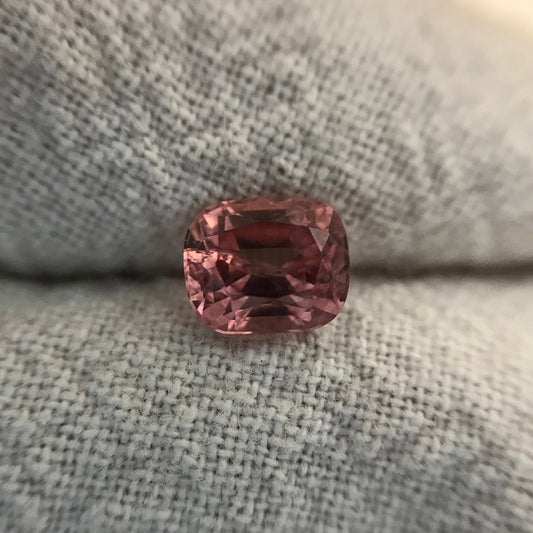 0.89 Ct Natural Peach Cushion Cut, Faceted Loose Gemstone, Orangey Pink Stone