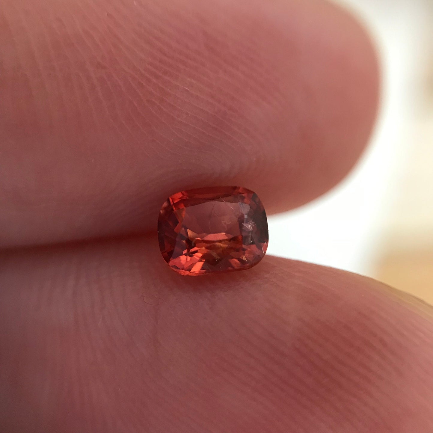 0.70 Ct Natural Orange Spinel Cushion Cut, Faceted Loose Gemstone, 5.5x4.5mm