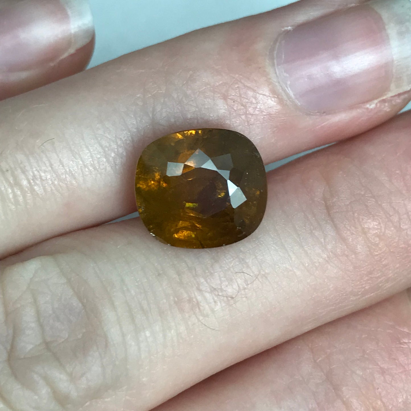 Brownish Yellow Sphene 6.79 Carat 11.7x10.7mm Oval Cut Loose Gemstone