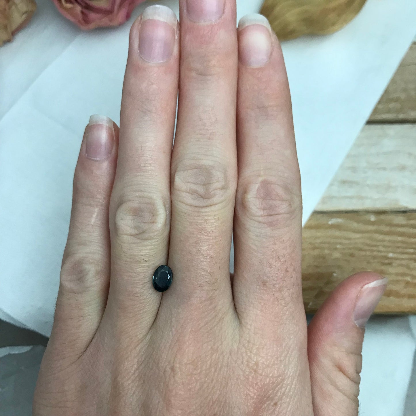 7x5mm Natural Blue Sapphire 0.76 Carats Oval, Recycled/Reclaimed Teal Blue Gemstone, Faceted Loose Recycled Heated Sapphire