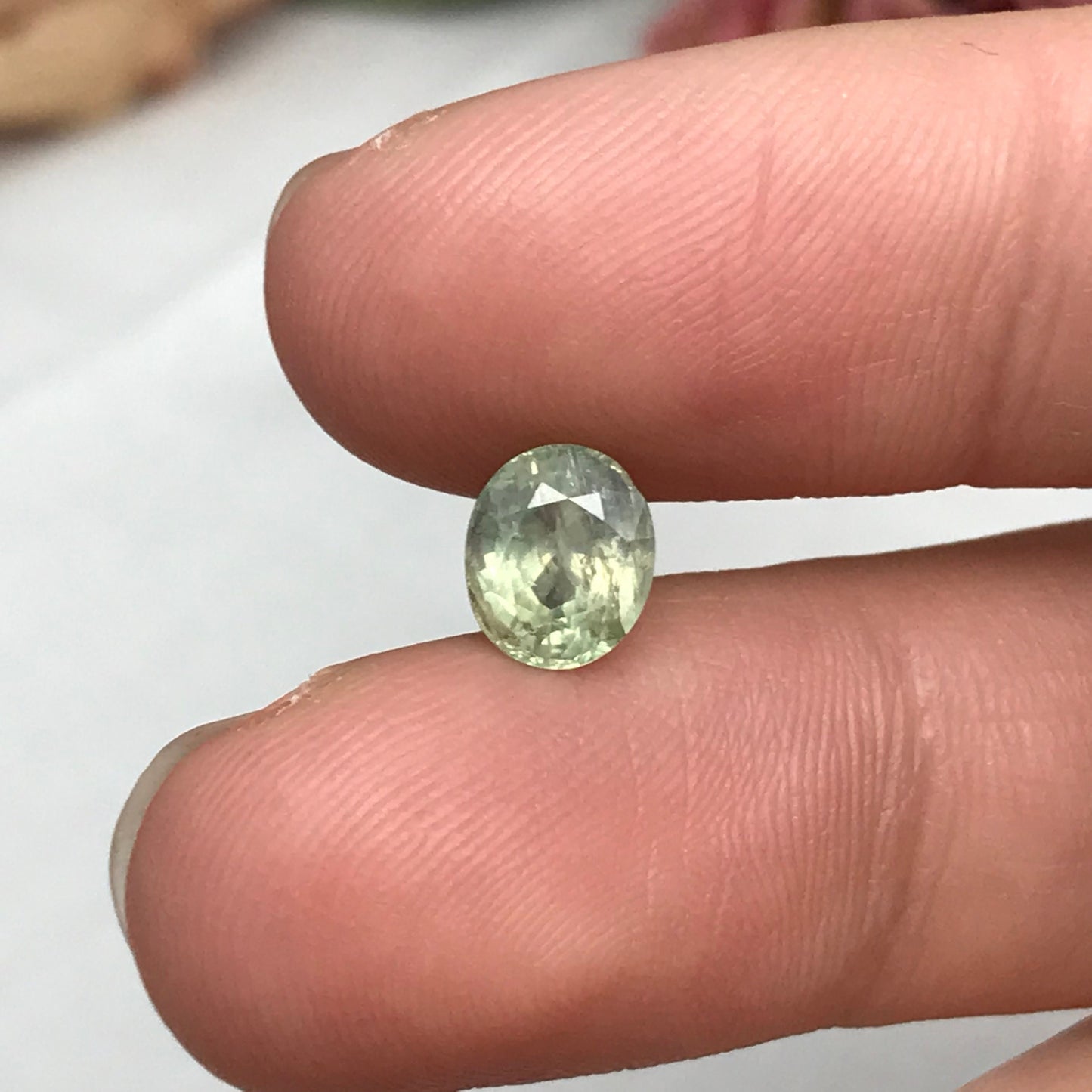 1.79 Carat Green Sapphire 7.25x6.13mm Oval Cut, Unheated Faceted Loose Natural Sapphire, Madagascar