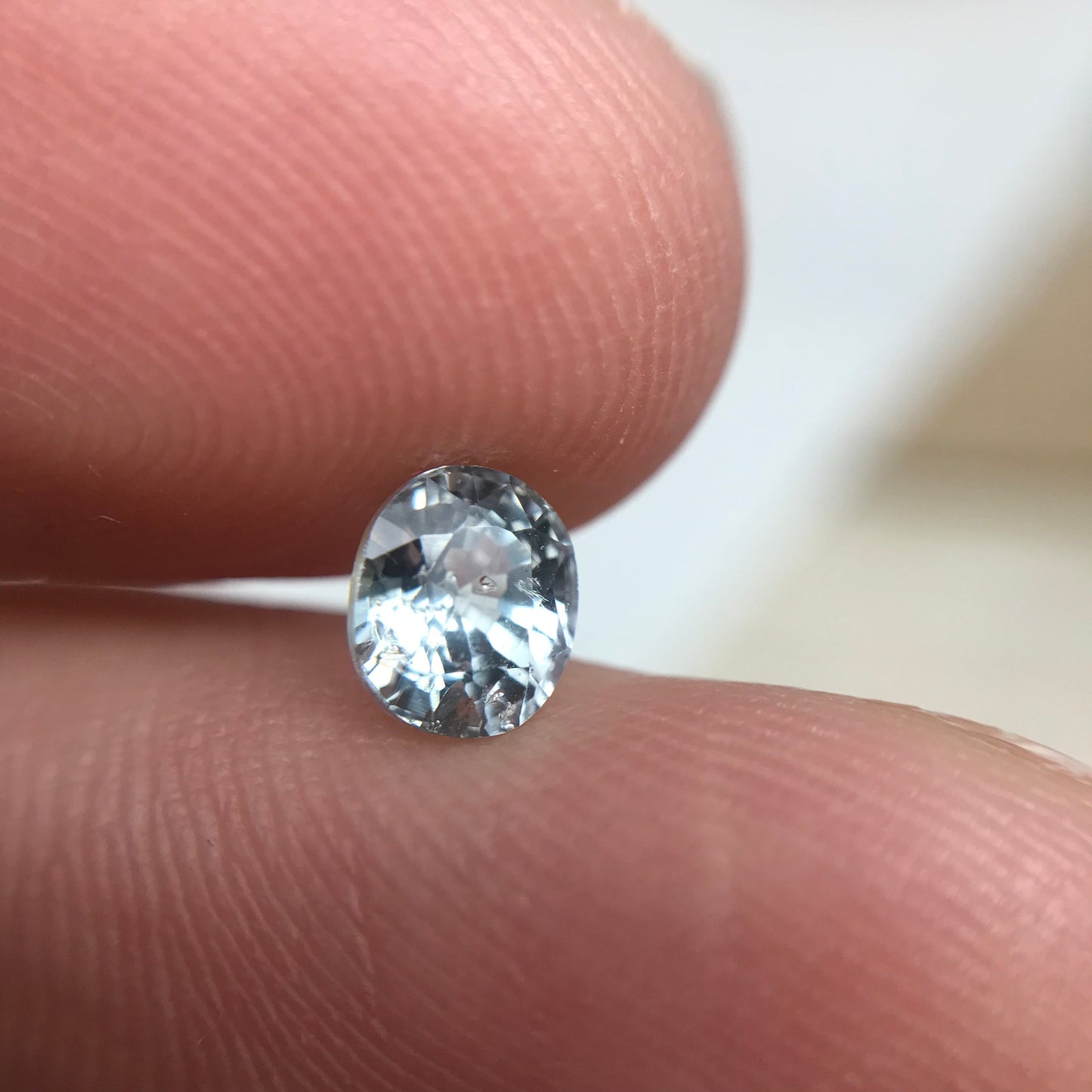 0.89 Carat Light Bluish Green Sapphire 5.4x4.7mm Oval Cut, Unheated Faceted Loose Natural Sapphire, Madagascar