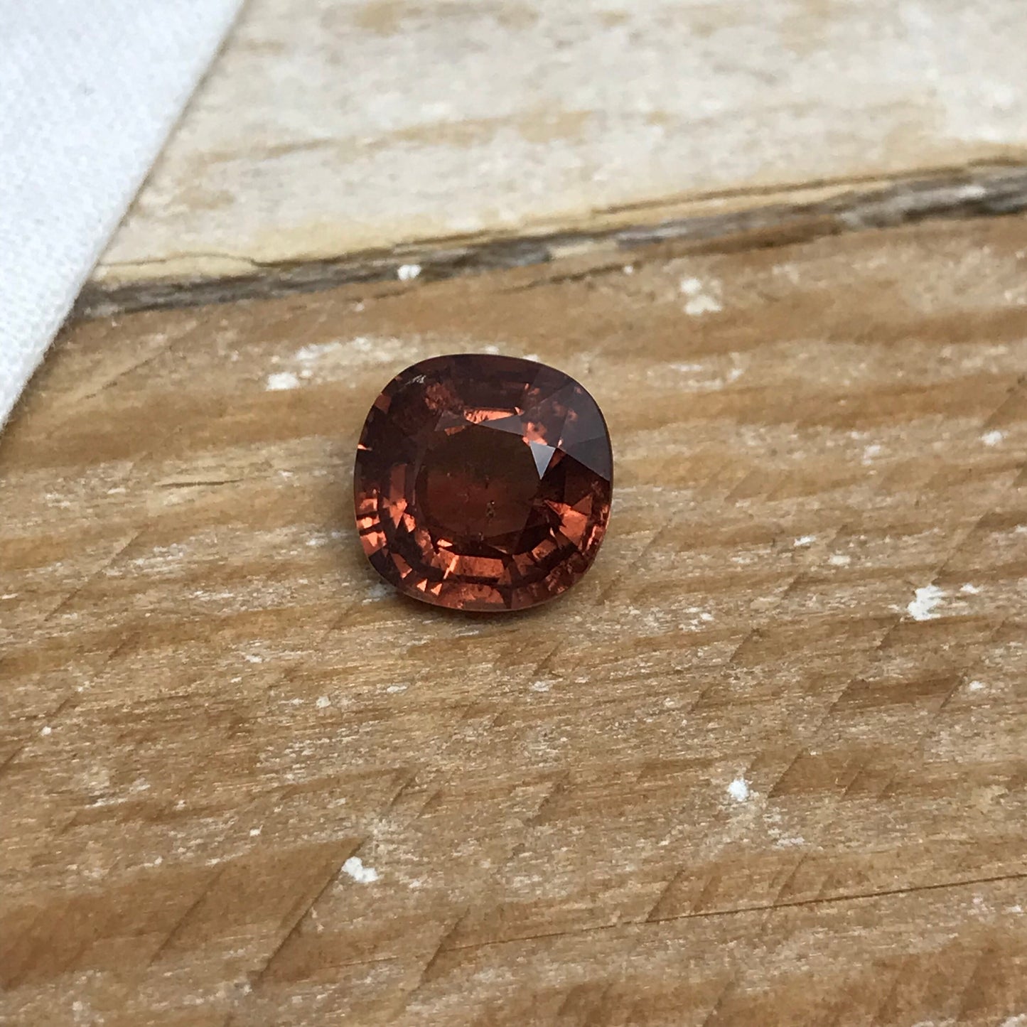 3.54 Carat Malaia Garnet 8.72x8.56mm Cushion Cut, Faceted Loose Unmounted Gemstone, Reddish Orange