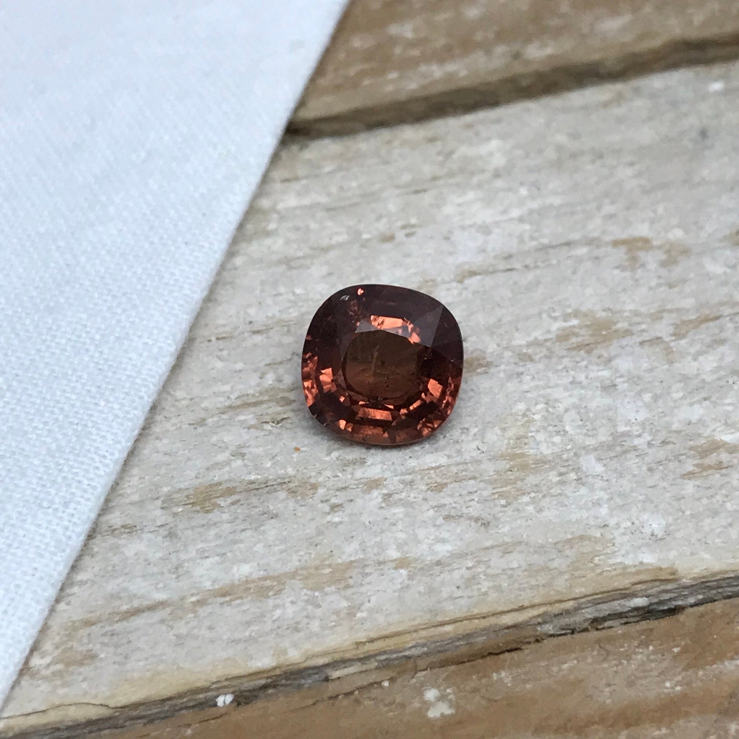 3.54 Carat Malaia Garnet 8.72x8.56mm Cushion Cut, Faceted Loose Unmounted Gemstone, Reddish Orange