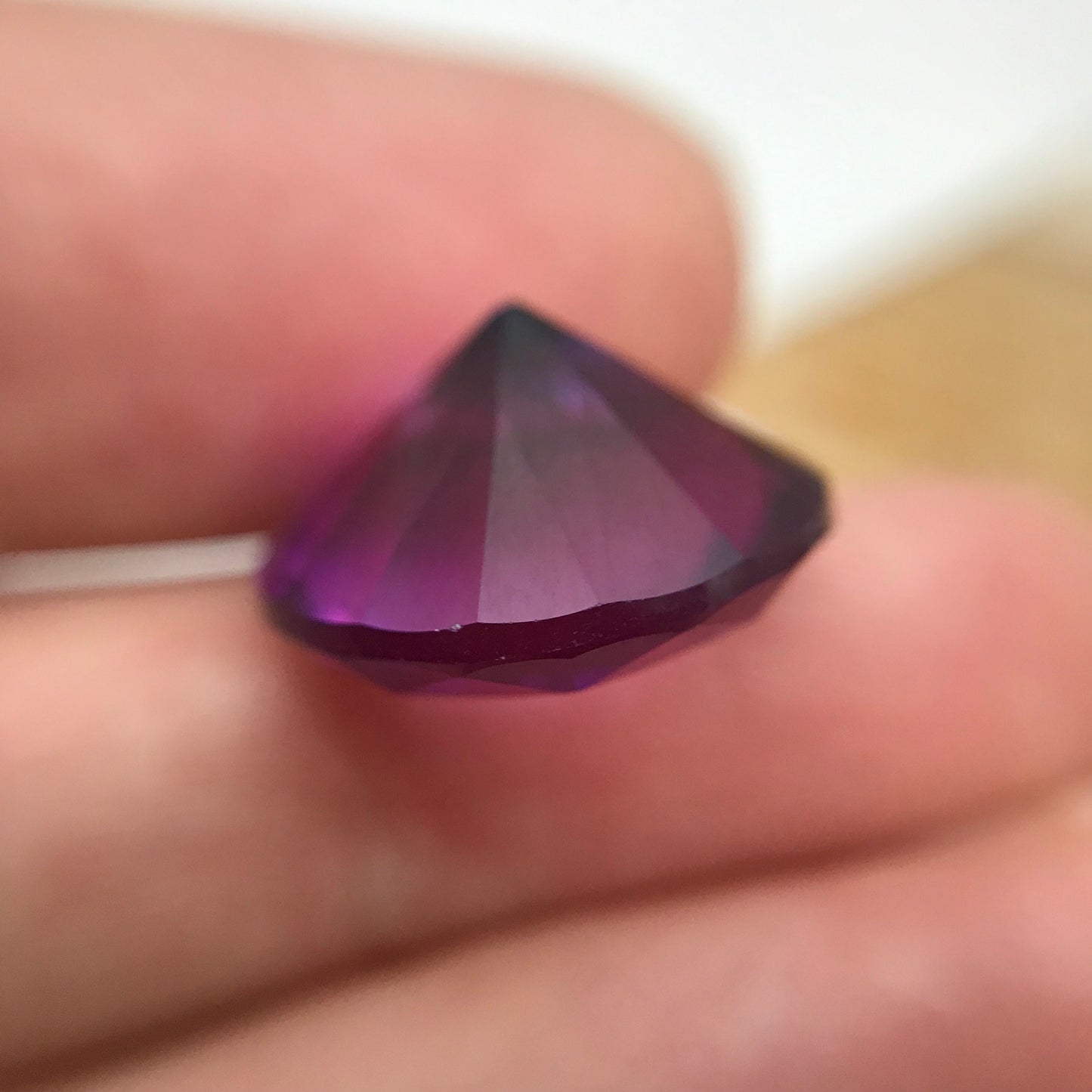 15.93 Ct Lab Created Purple Sapphire 15.5mm  Round Brilliant Cut, Lab Bi-Color Gemstone