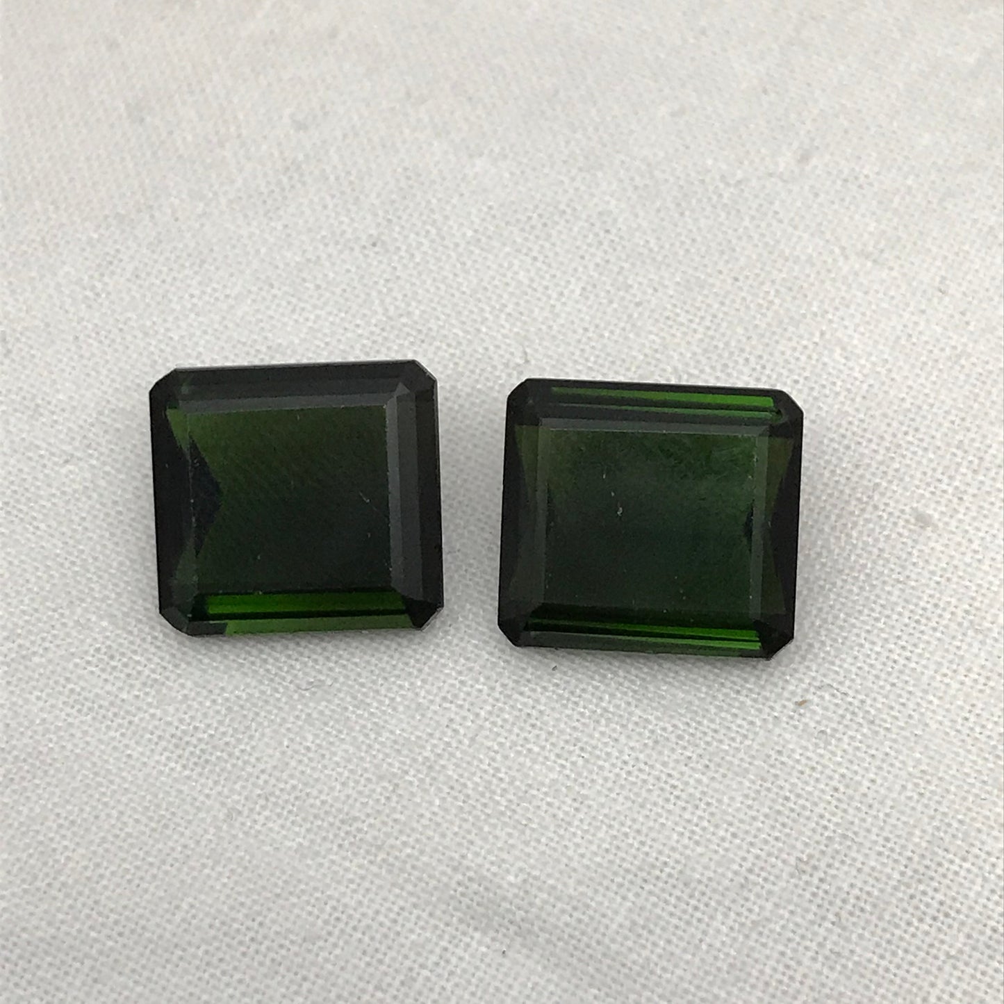 Matching 14x13mm Natural Green Tourmaline Octagon Cut,  24 CTW Loose Recycled Tourmaline, Pair of Large Tourmaline