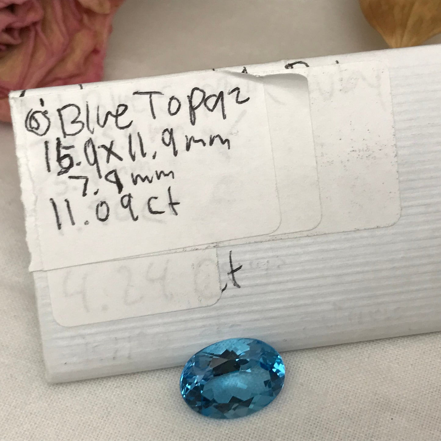 16x12mm Blue Topaz Oval Cut 11.09 Carat, Pre-owned, December Birthstone US Seller