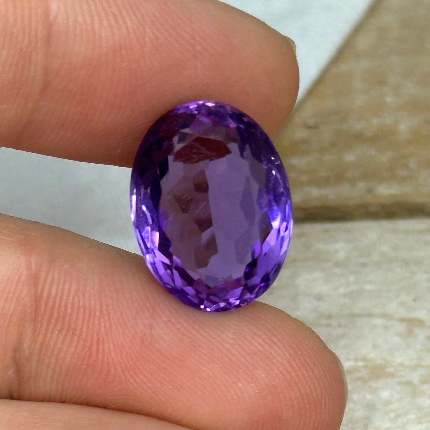 12x16mm Purple Lab Amethyst 10.72 carat, Oval Loose Gem Reclaimed/Recycled Lab Created Gemstone, Fine Scratches
