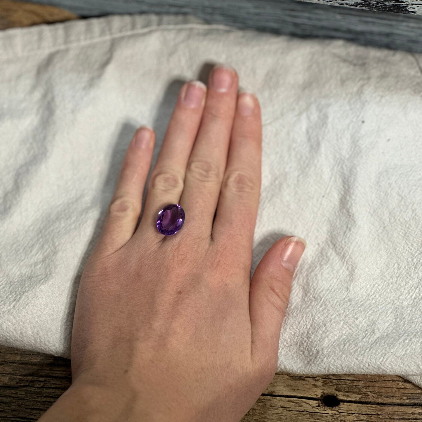 12x16mm Purple Lab Amethyst 10.72 carat, Oval Loose Gem Reclaimed/Recycled Lab Created Gemstone, Fine Scratches