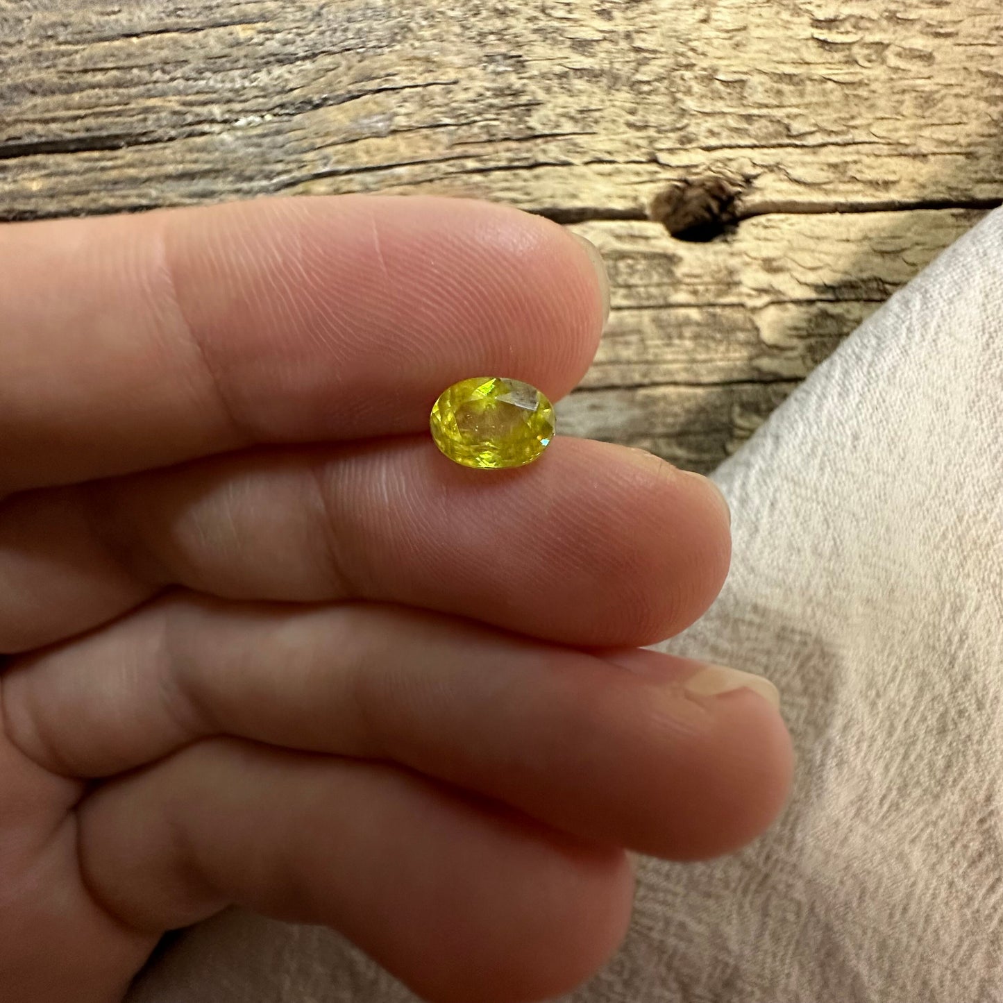 Yellow Sphene Oval Cut, 1.12 Carat Natural Light Yellow Sphene with Rainbow Flashes