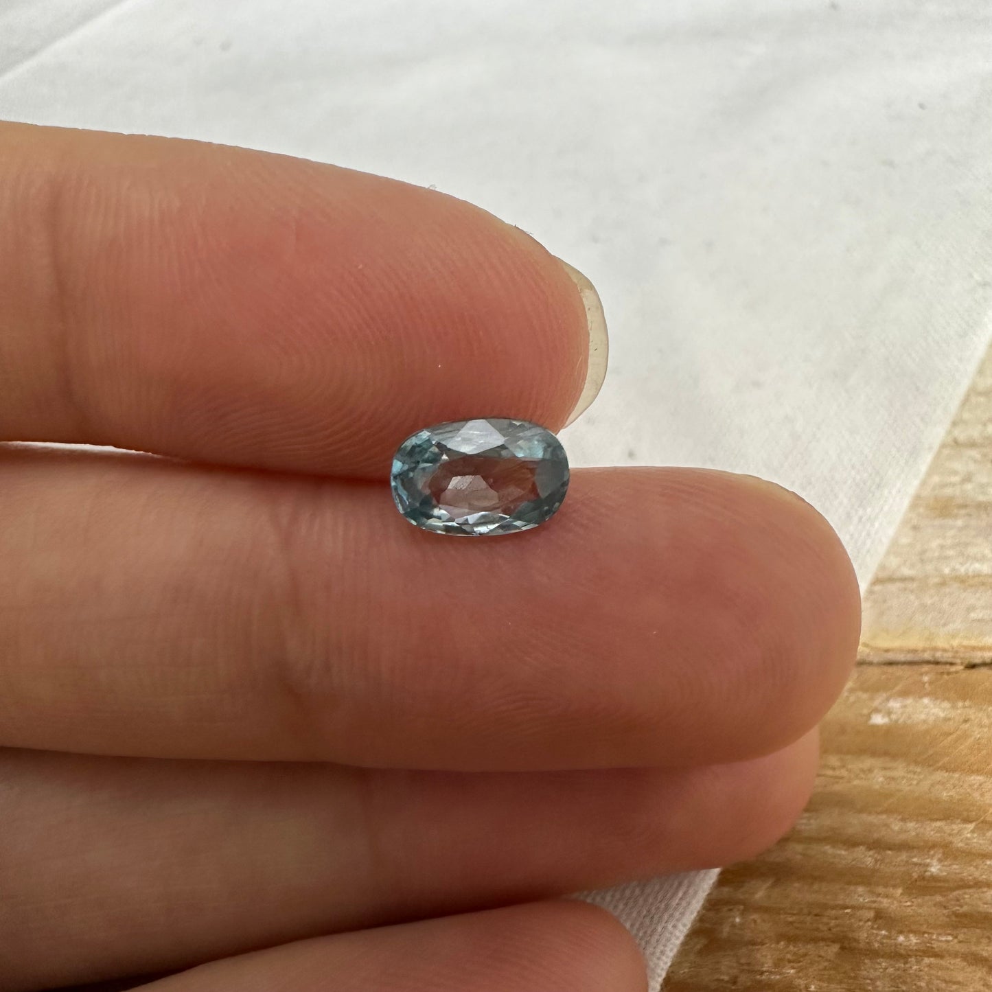 Light Blue Zircon 1.43 carat, 7.7x5.2mm Oval cut Gemstone, Natural Loose Greenish Blue Zircon December Birthstone