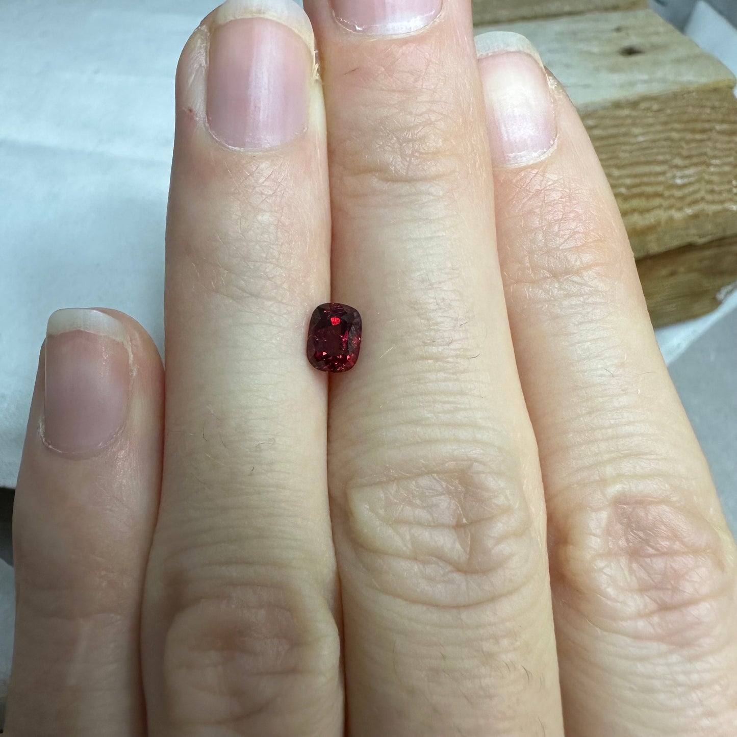 0.66 Ct  Natural Red Spinel, Faceted 5.6x4.2mm Cushion cut