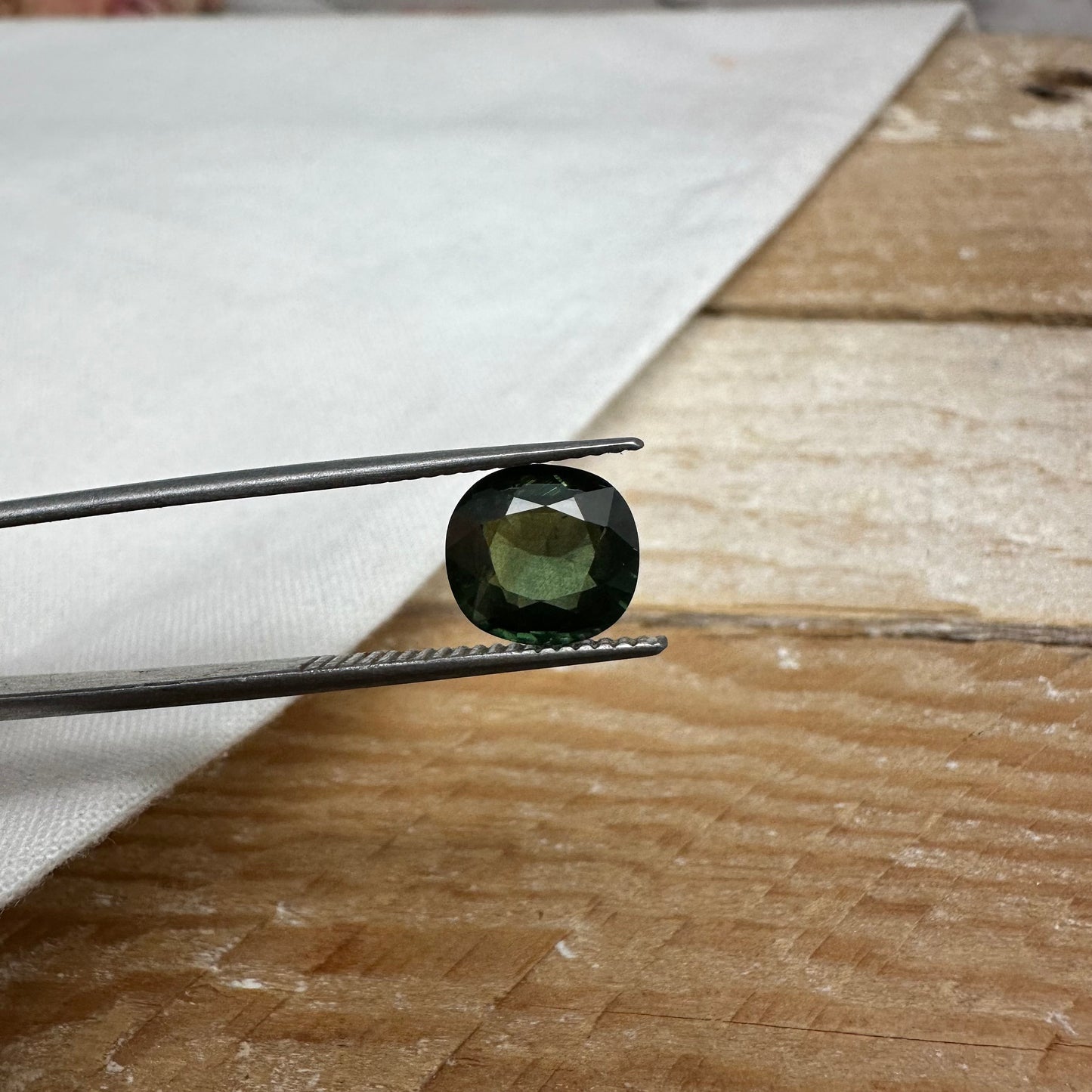2.65 Carat Natural Green Sapphire 8.3x7.8mm Cushion Cut Faceted Loose