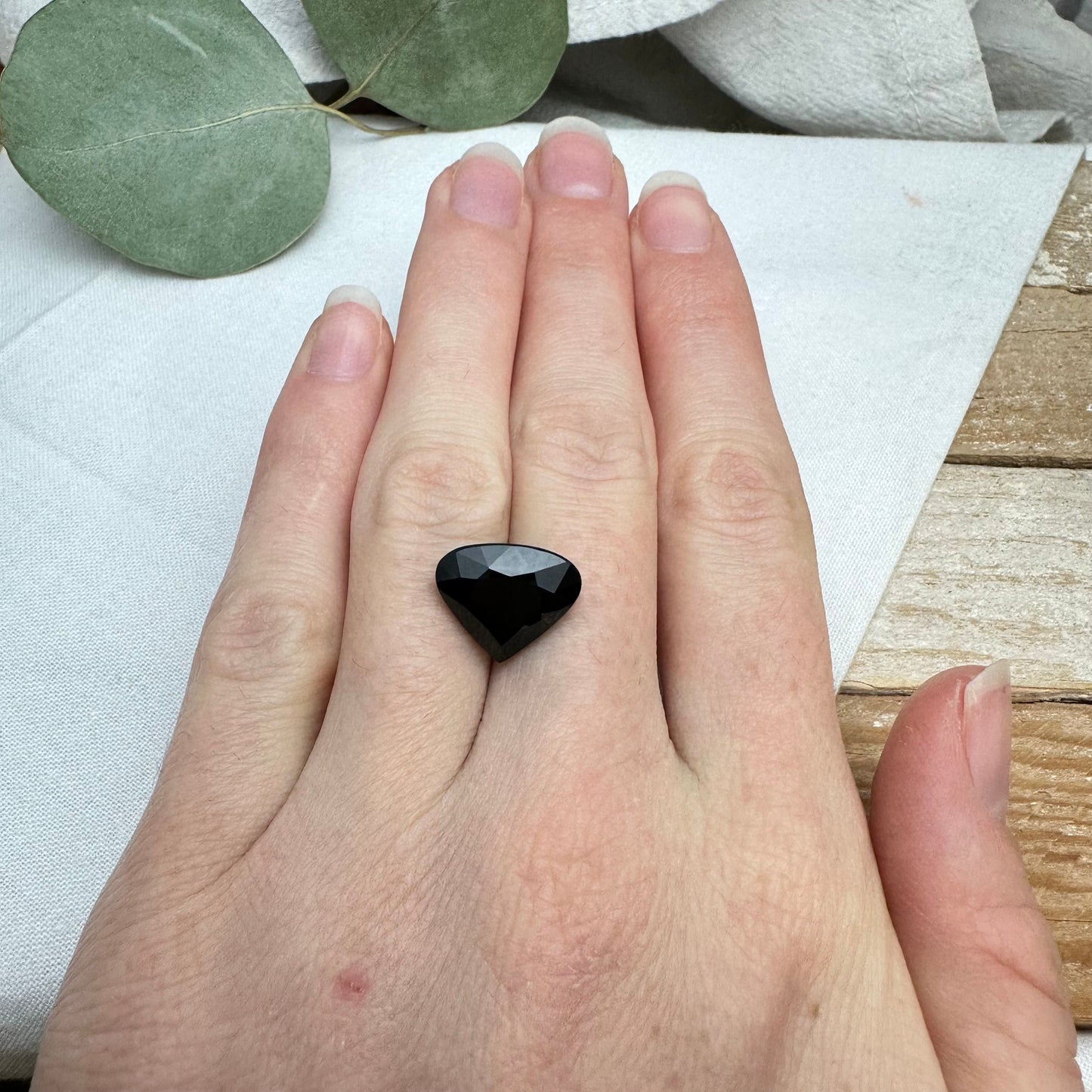 Large Natural Dark Green Tourmaline 13.7x11.6mm 7.25 carat, Fat Pear Cut Faceted