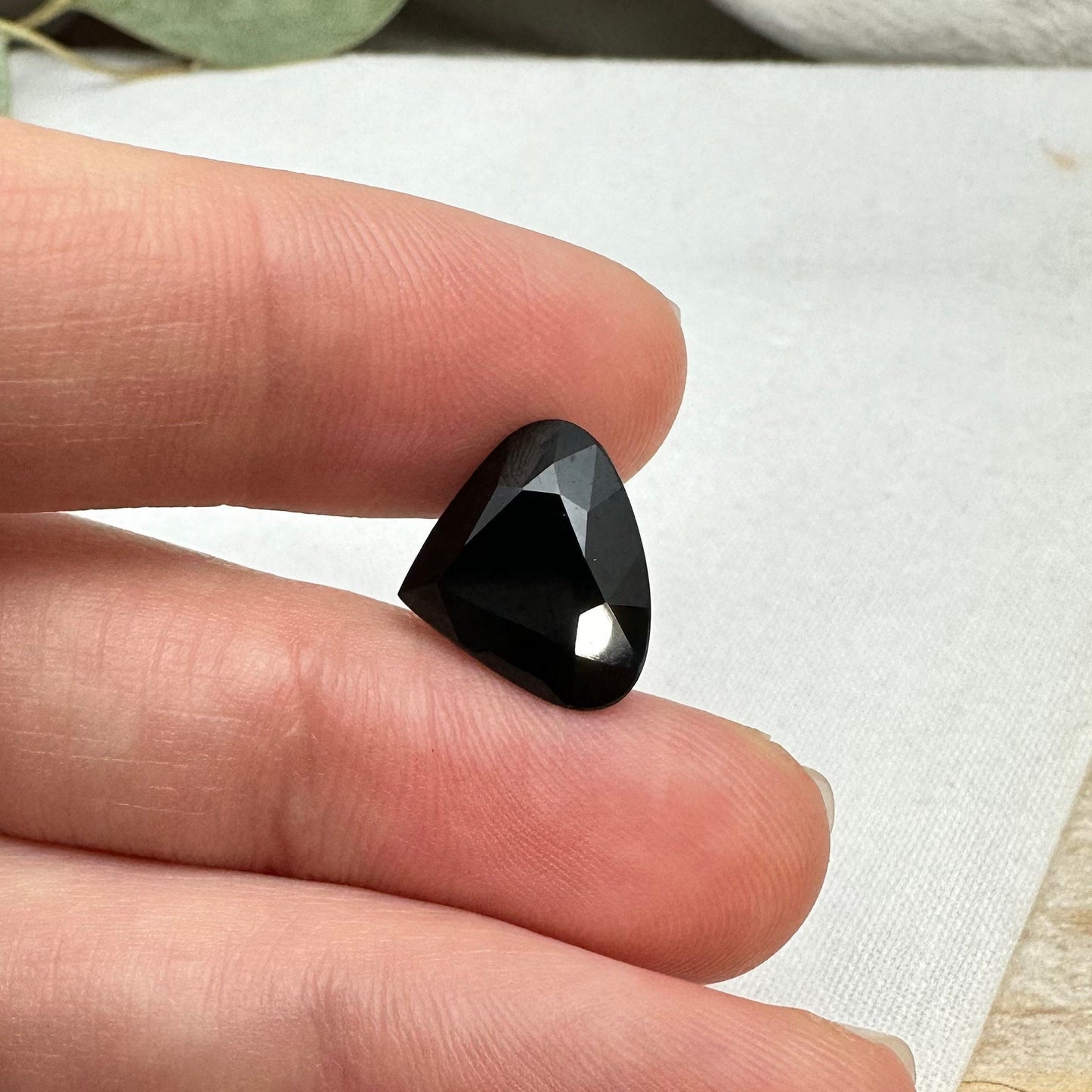 Large Natural Dark Green Tourmaline 13.7x11.6mm 7.25 carat, Fat Pear Cut Faceted