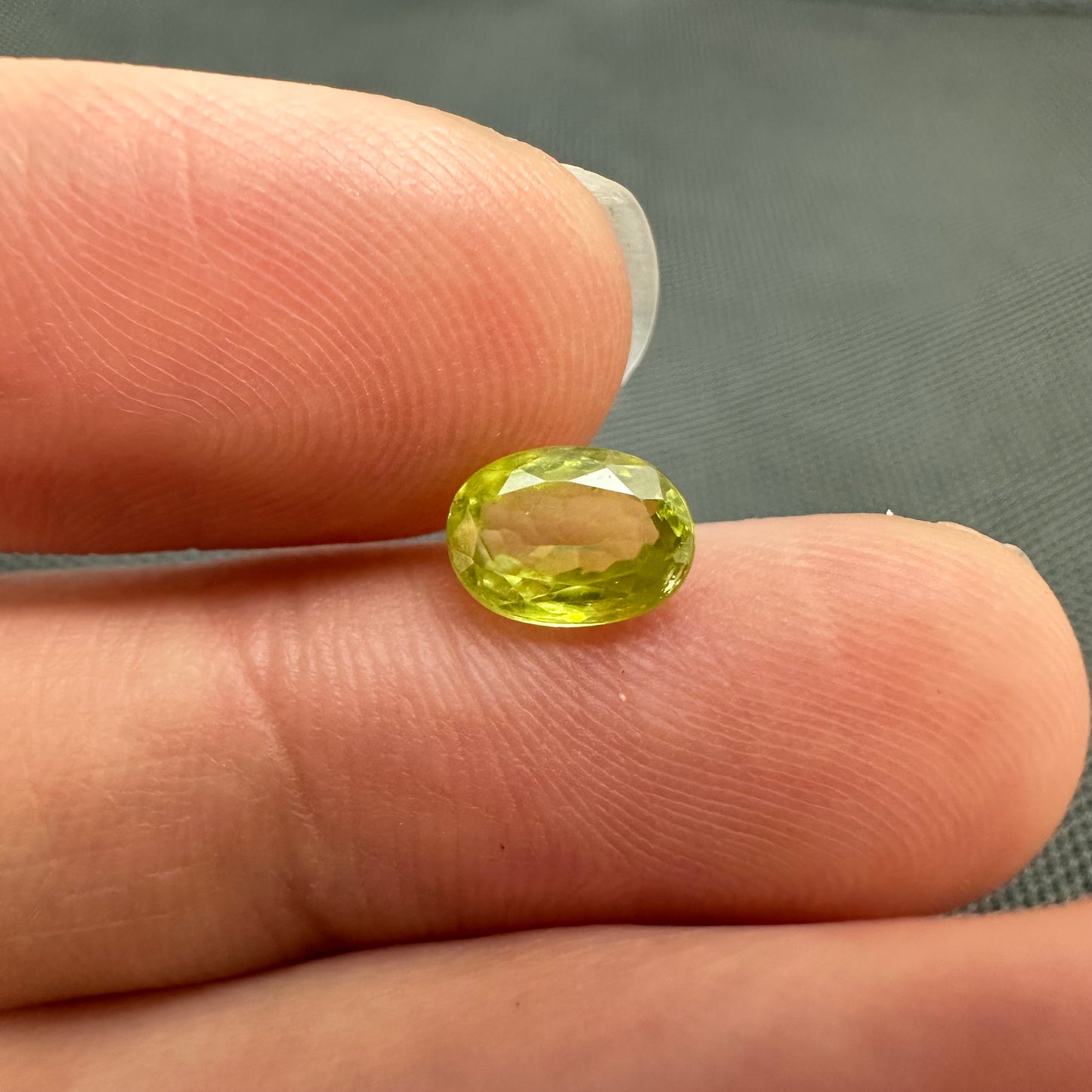 1.11 carat Yellowish Green Sphene 7.3x5.3mm Oval Cut, Natural Madagascar Sphene, Faceted Loose Vivid Green Titanite
