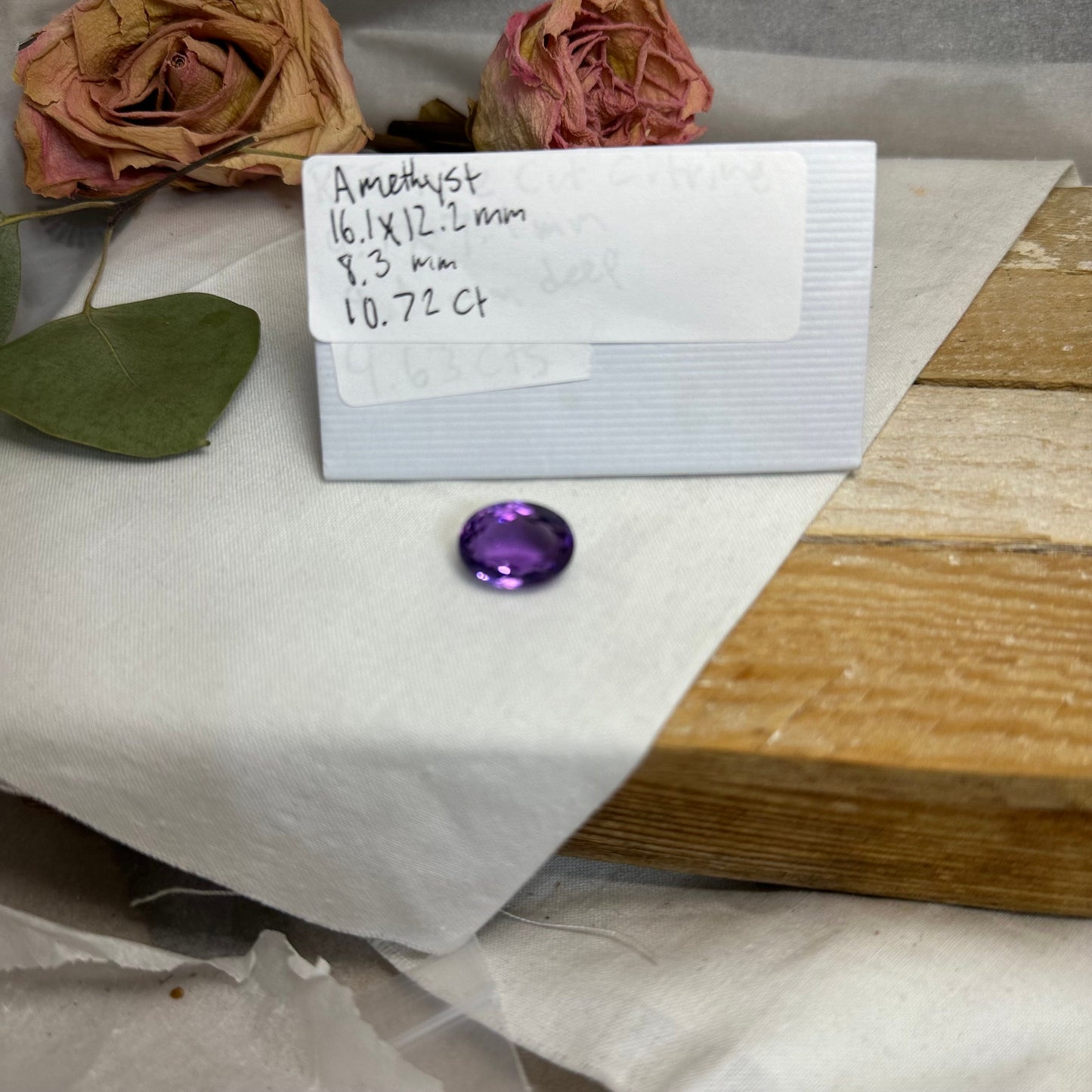 12x16mm Purple Lab Amethyst 10.72 carat, Oval Loose Gem Reclaimed/Recycled Lab Created Gemstone, Fine Scratches