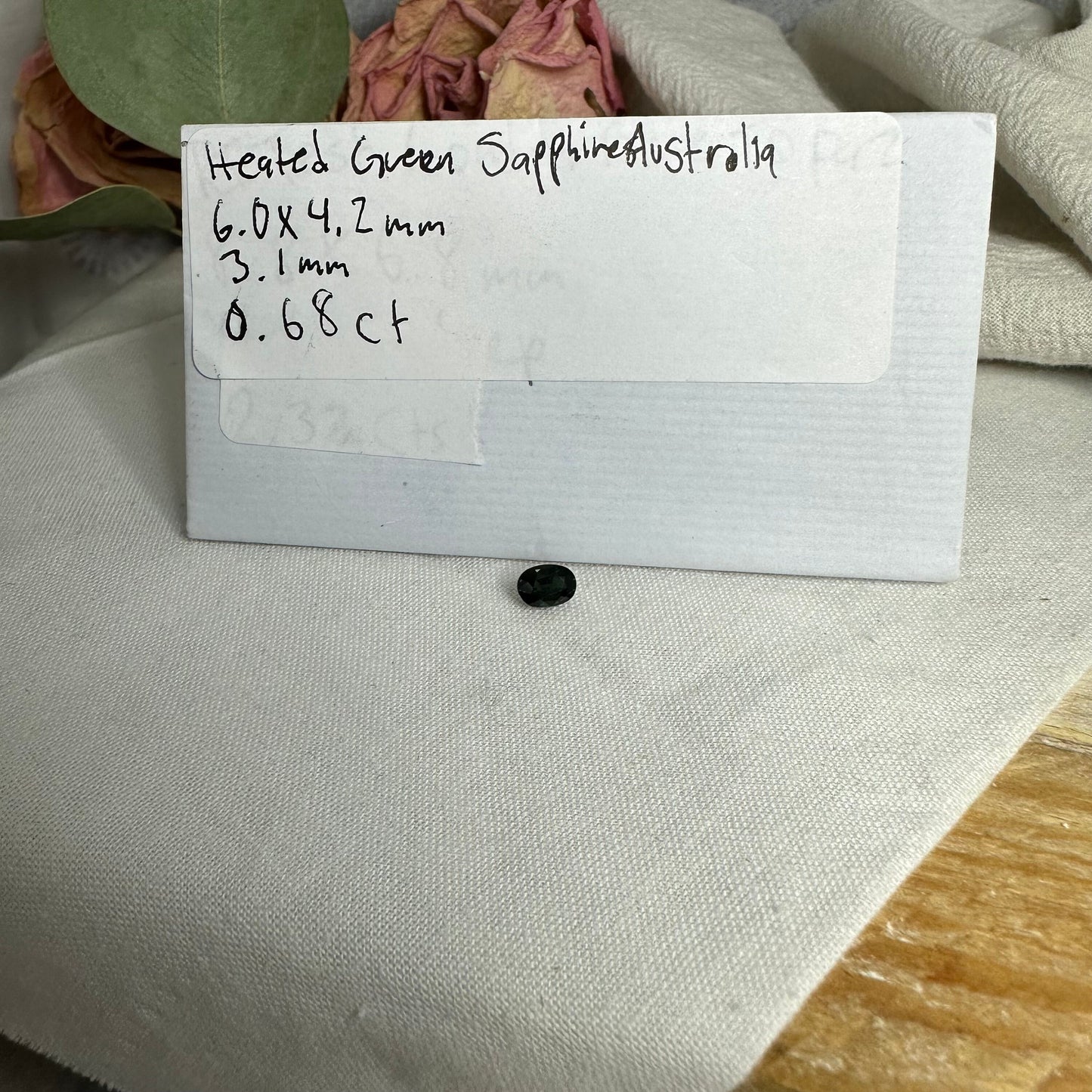 0.68 Green Sapphire 6x4.2mm Oval Cut, Faceted Loose Natural Heated Sapphire - 6x4mm