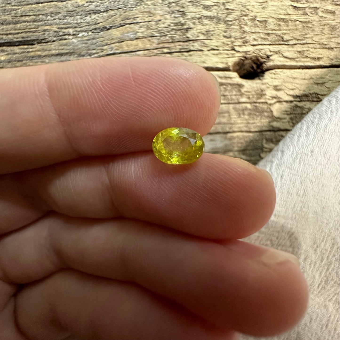 Yellow Sphene Oval Cut, 1.12 Carat Natural Light Yellow Sphene with Rainbow Flashes