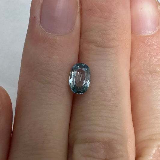 Light Blue Zircon 1.43 carat, 7.7x5.2mm Oval cut Gemstone, Natural Loose Greenish Blue Zircon December Birthstone