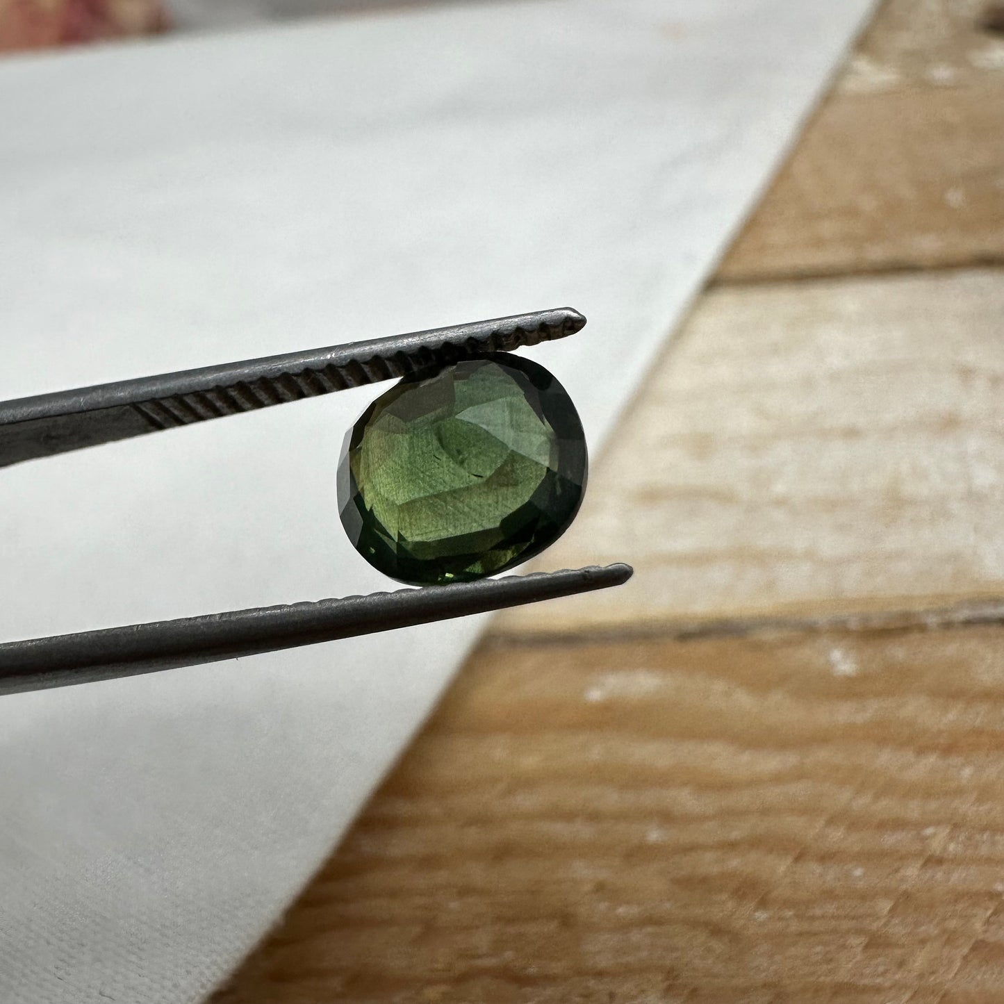 2.65 Carat Natural Green Sapphire 8.3x7.8mm Cushion Cut Faceted Loose