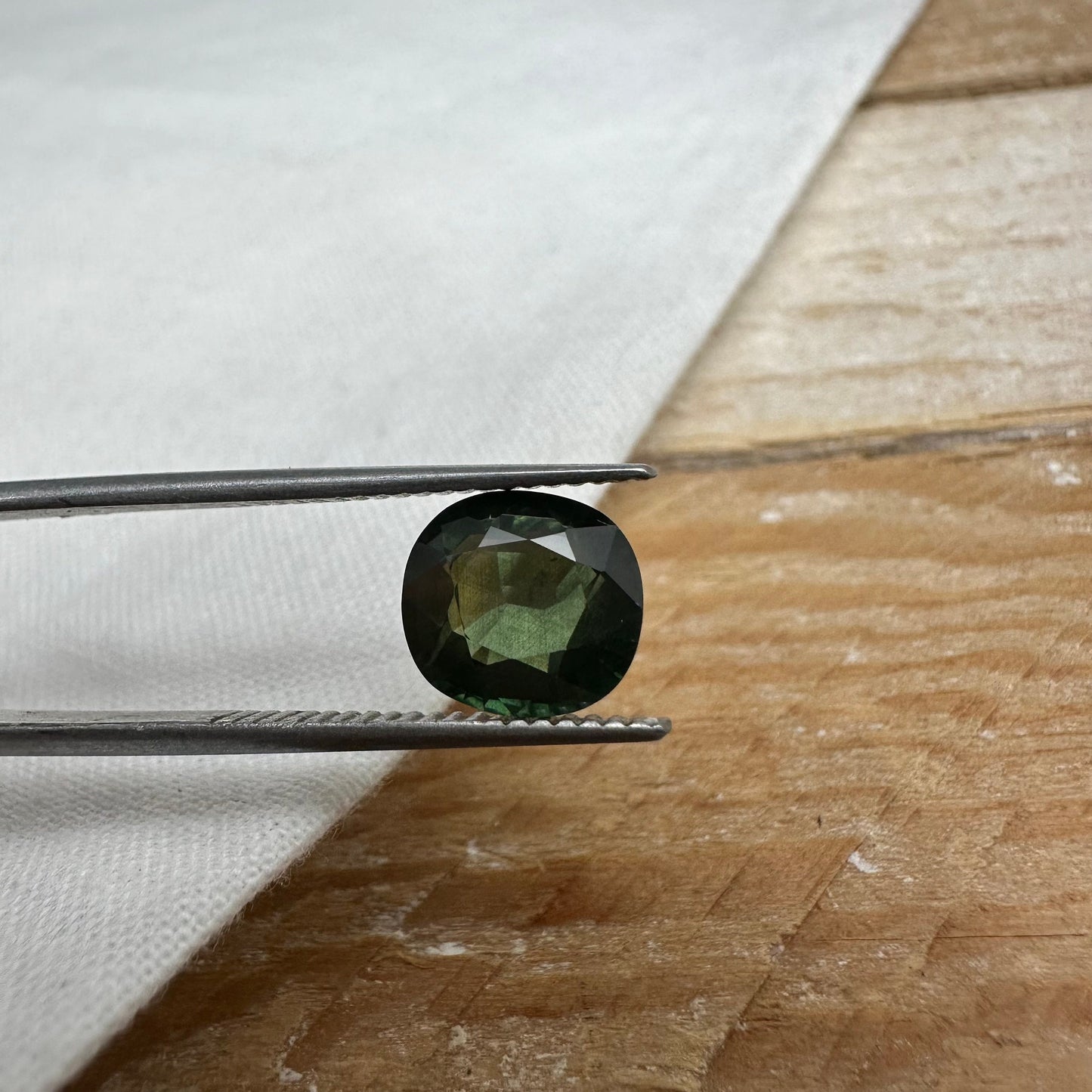2.65 Carat Natural Green Sapphire 8.3x7.8mm Cushion Cut Faceted Loose