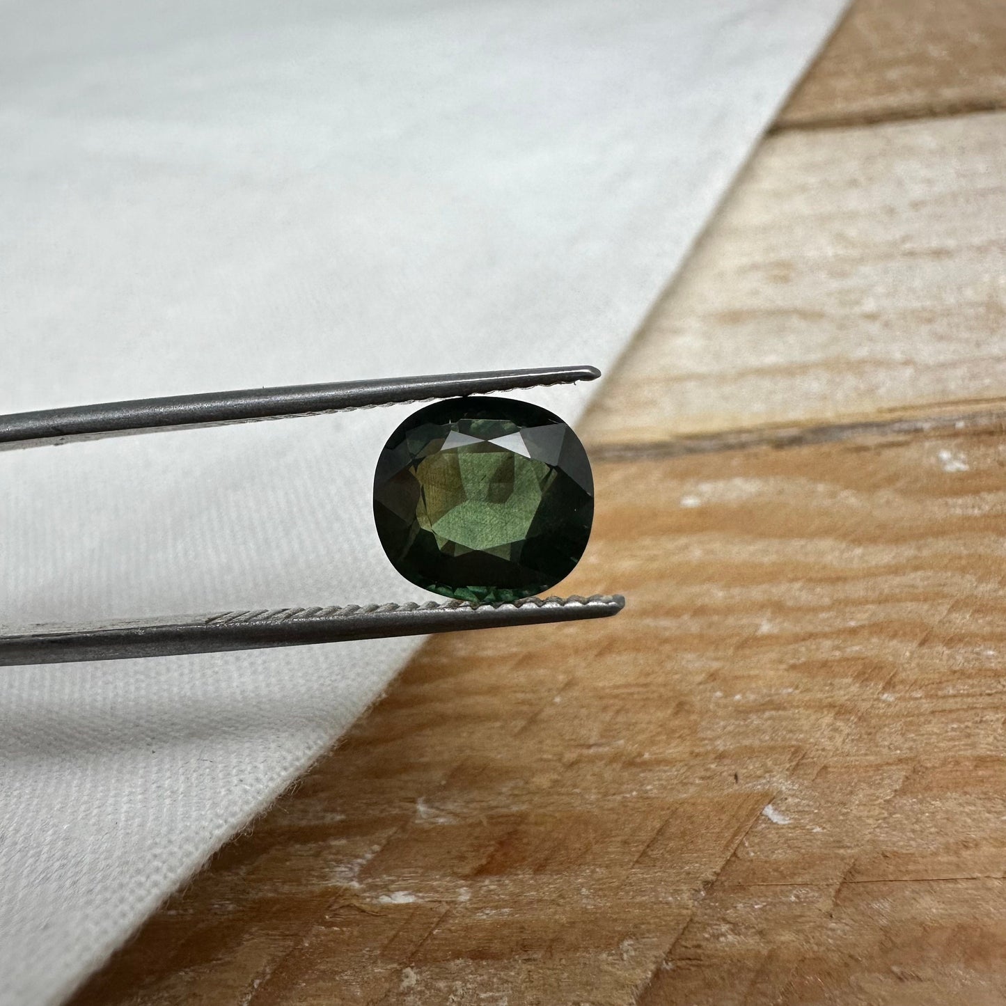 2.65 Carat Natural Green Sapphire 8.3x7.8mm Cushion Cut Faceted Loose