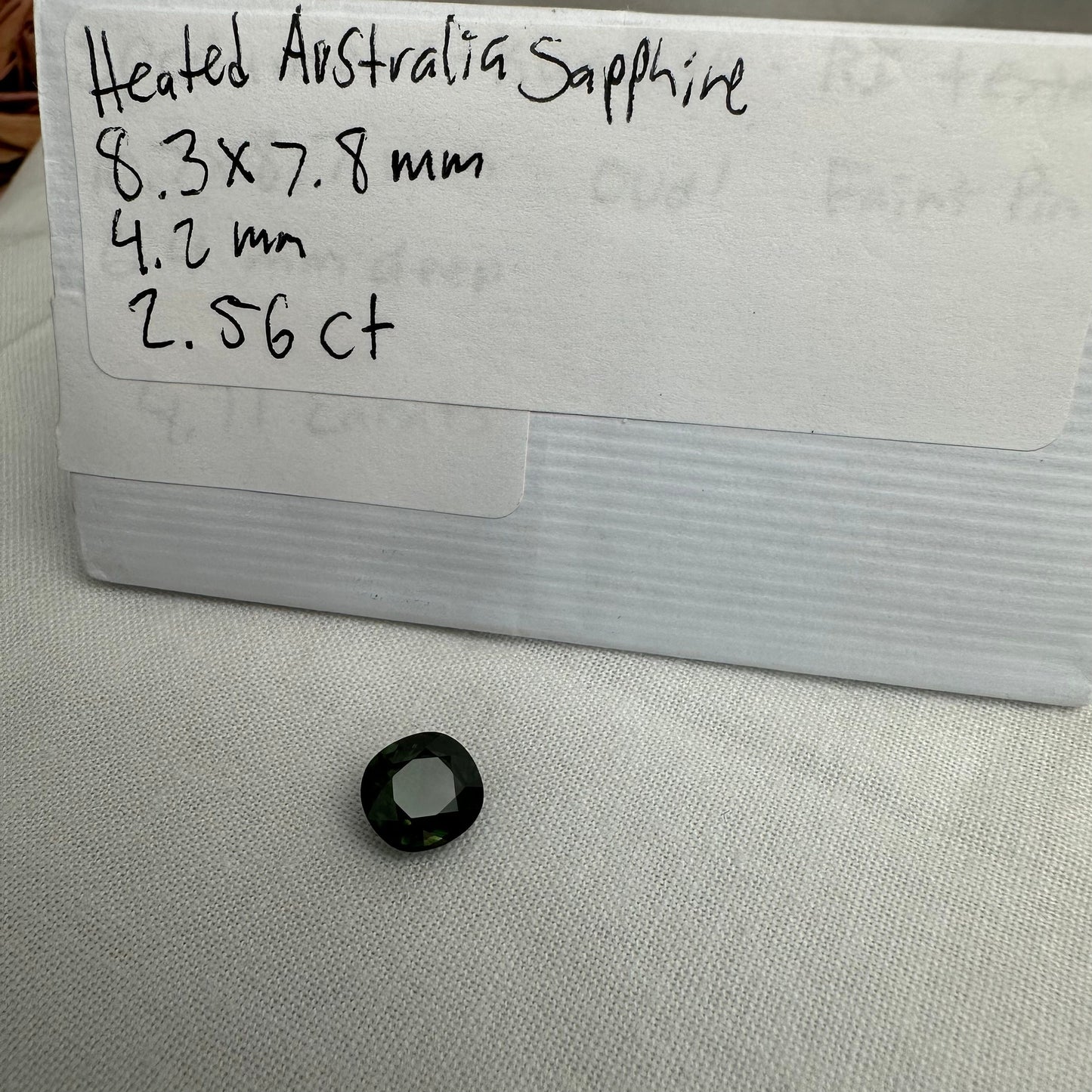 2.65 Carat Natural Green Sapphire 8.3x7.8mm Cushion Cut Faceted Loose