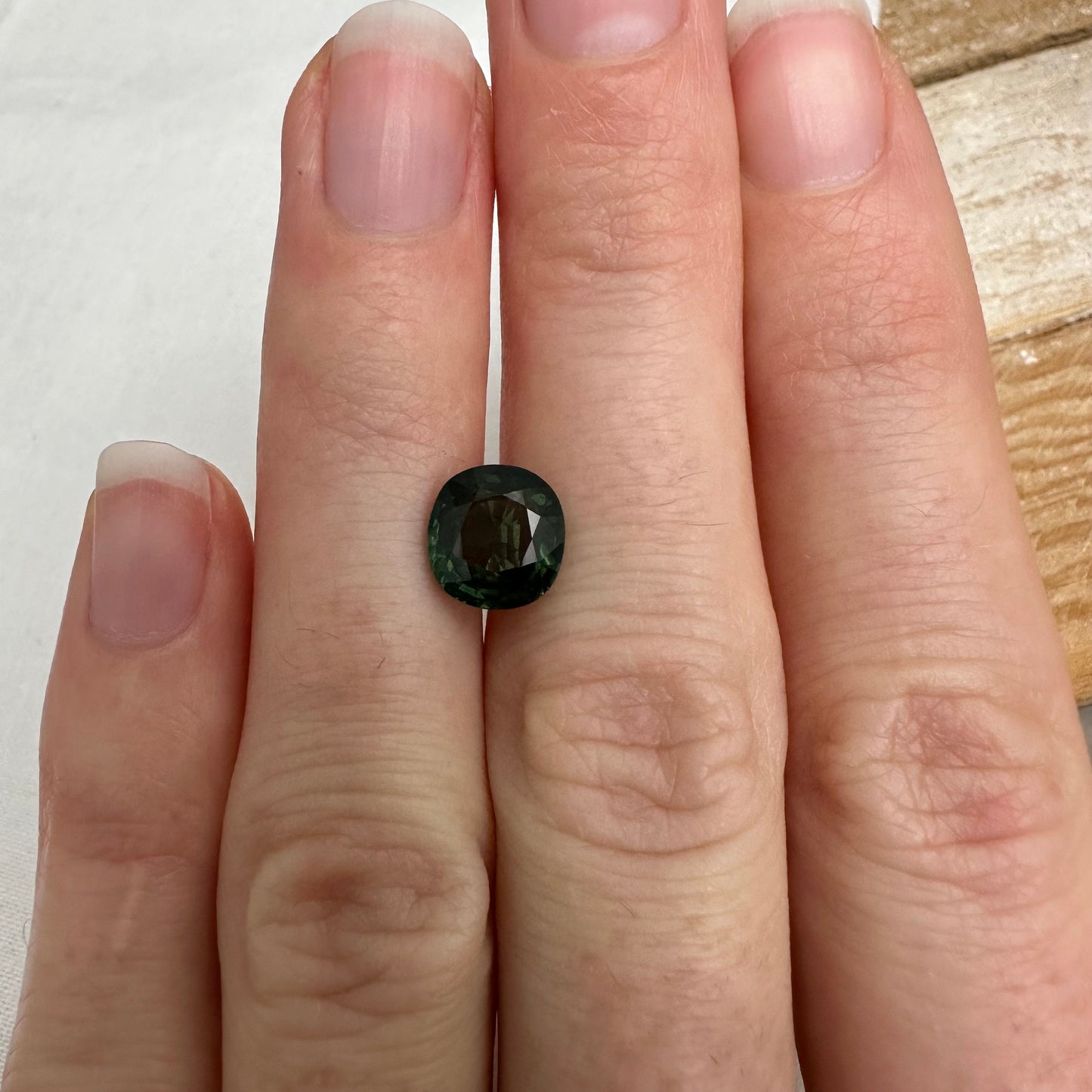 2.65 Carat Natural Green Sapphire 8.3x7.8mm Cushion Cut Faceted Loose