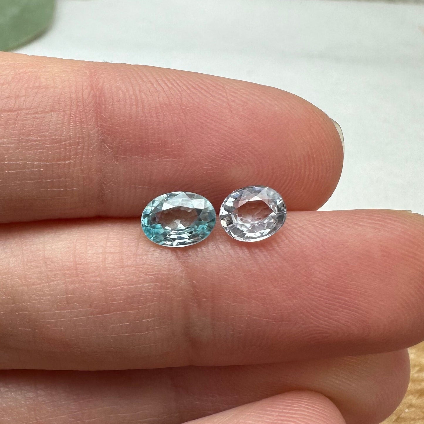 Natural Light Sapphire and Blue Zircon Parcel, 6.8x5mm Oval cut Zircon and 5.8x5mm Sapphire